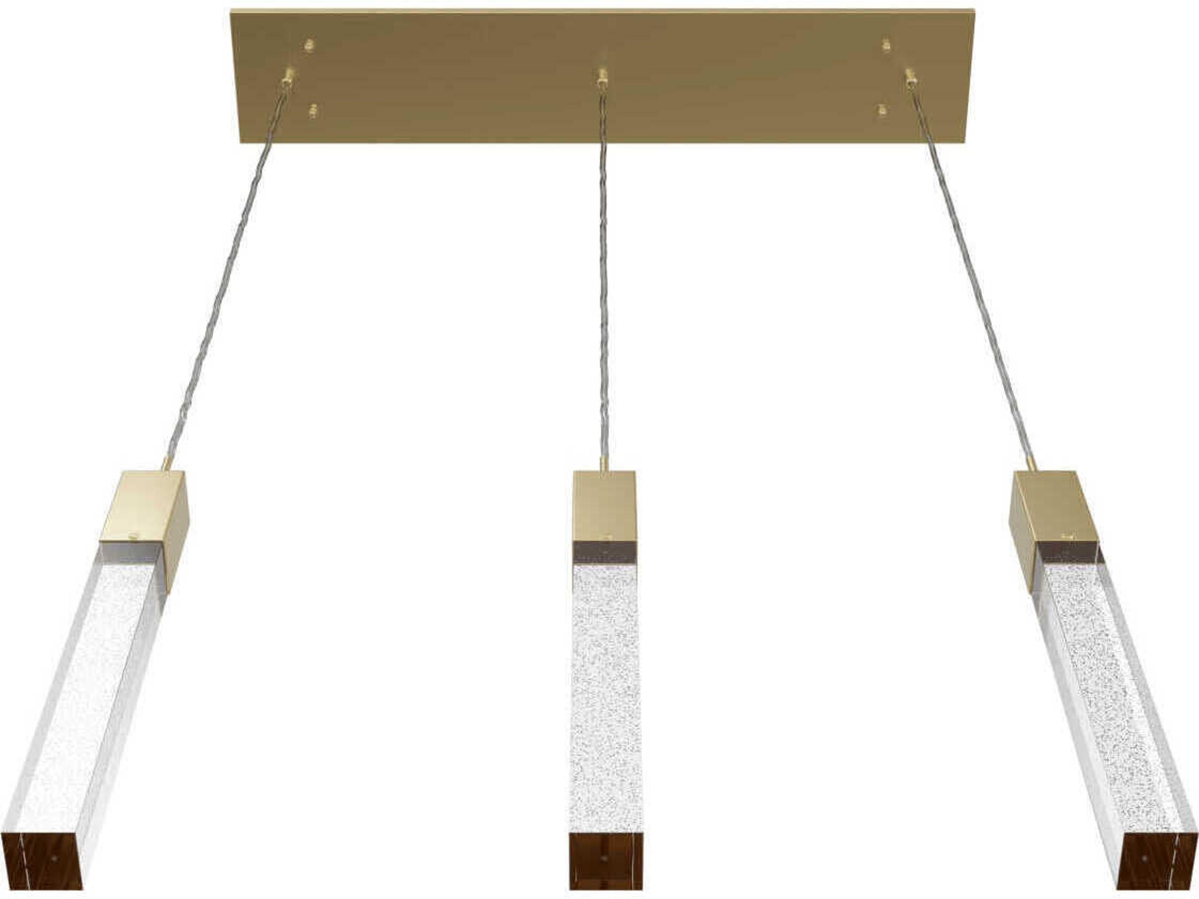 Avenue Lighting The Original Glacier 3-Light Brushed Brass Linear Pendant