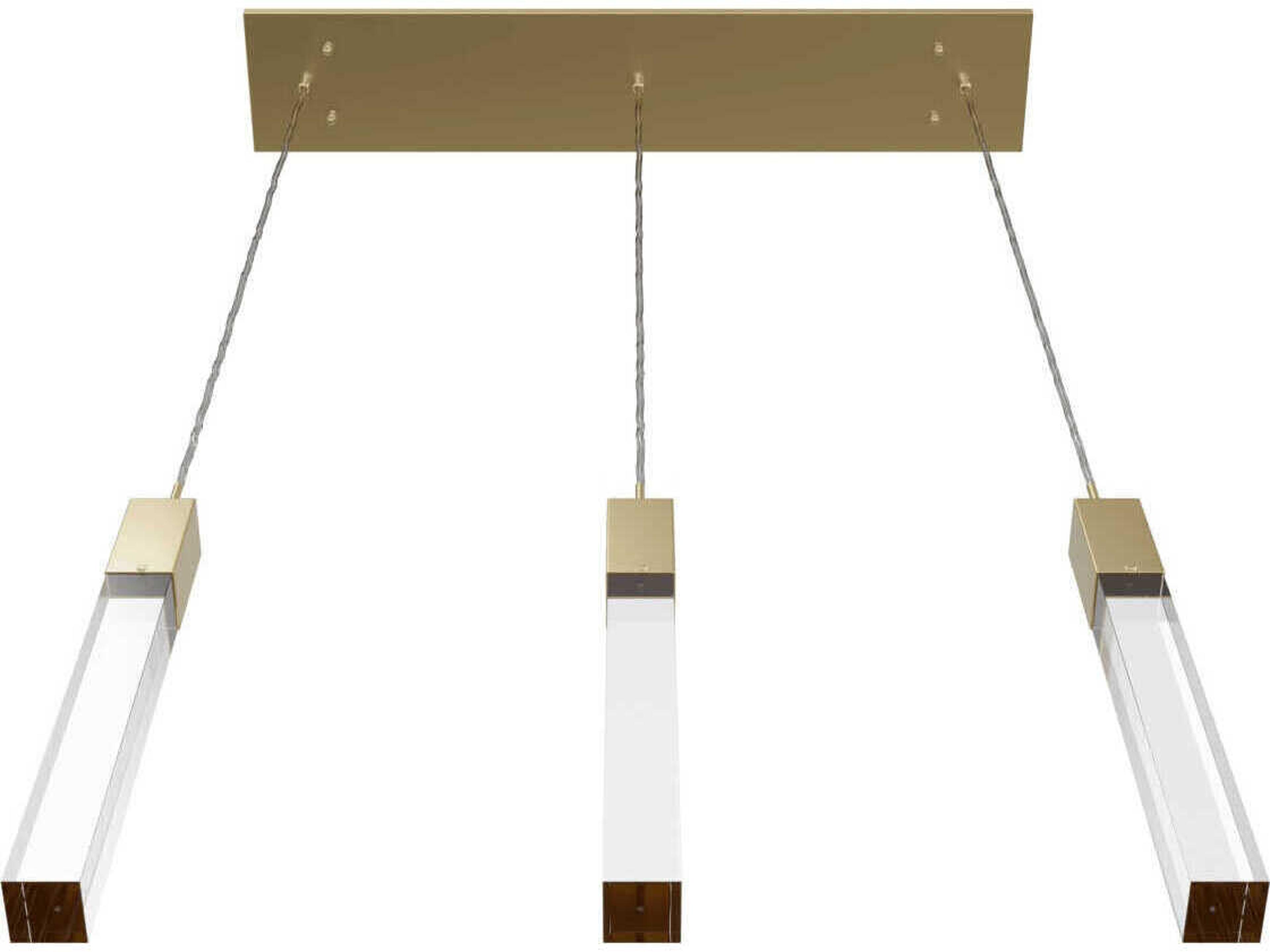 Avenue Lighting The Original Glacier 3-Light Brushed Brass Linear Pendant