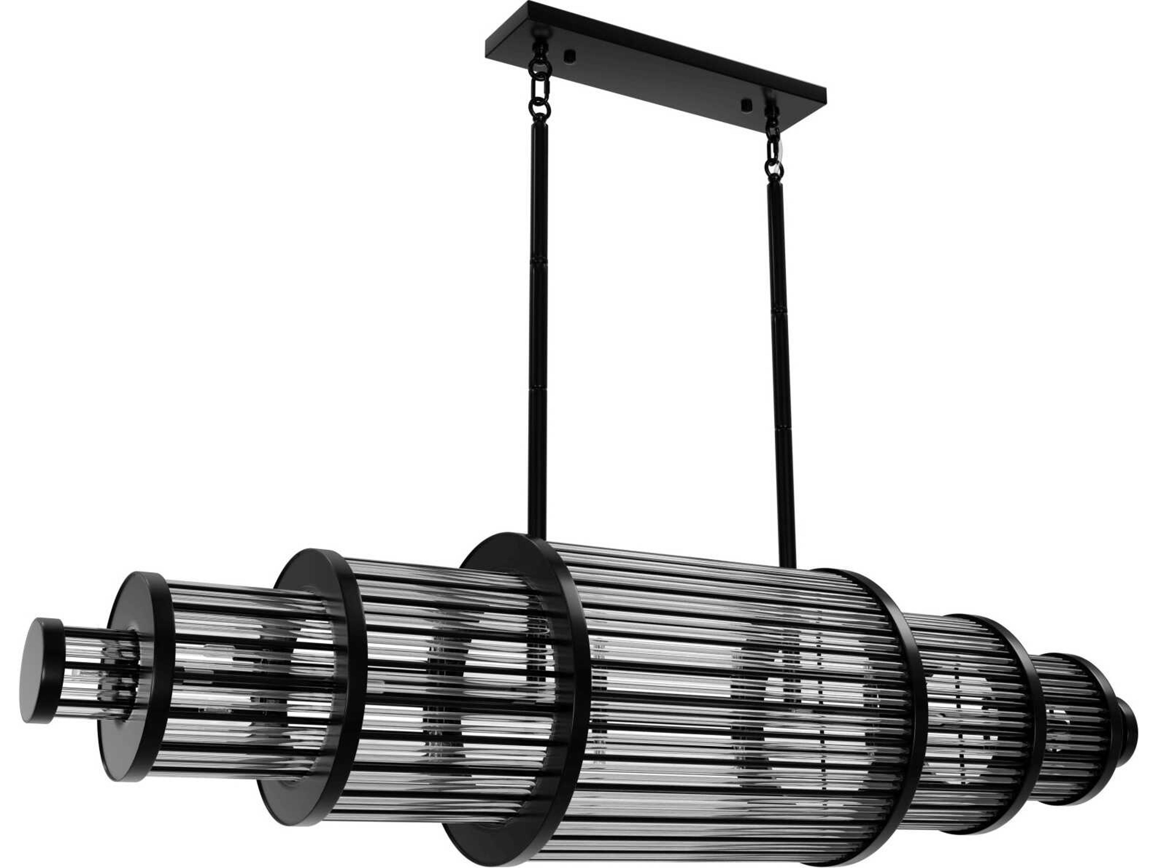 Avenue Lighting Waldorf 28-Light Polished Gunmetal Black Linear Island Pendant