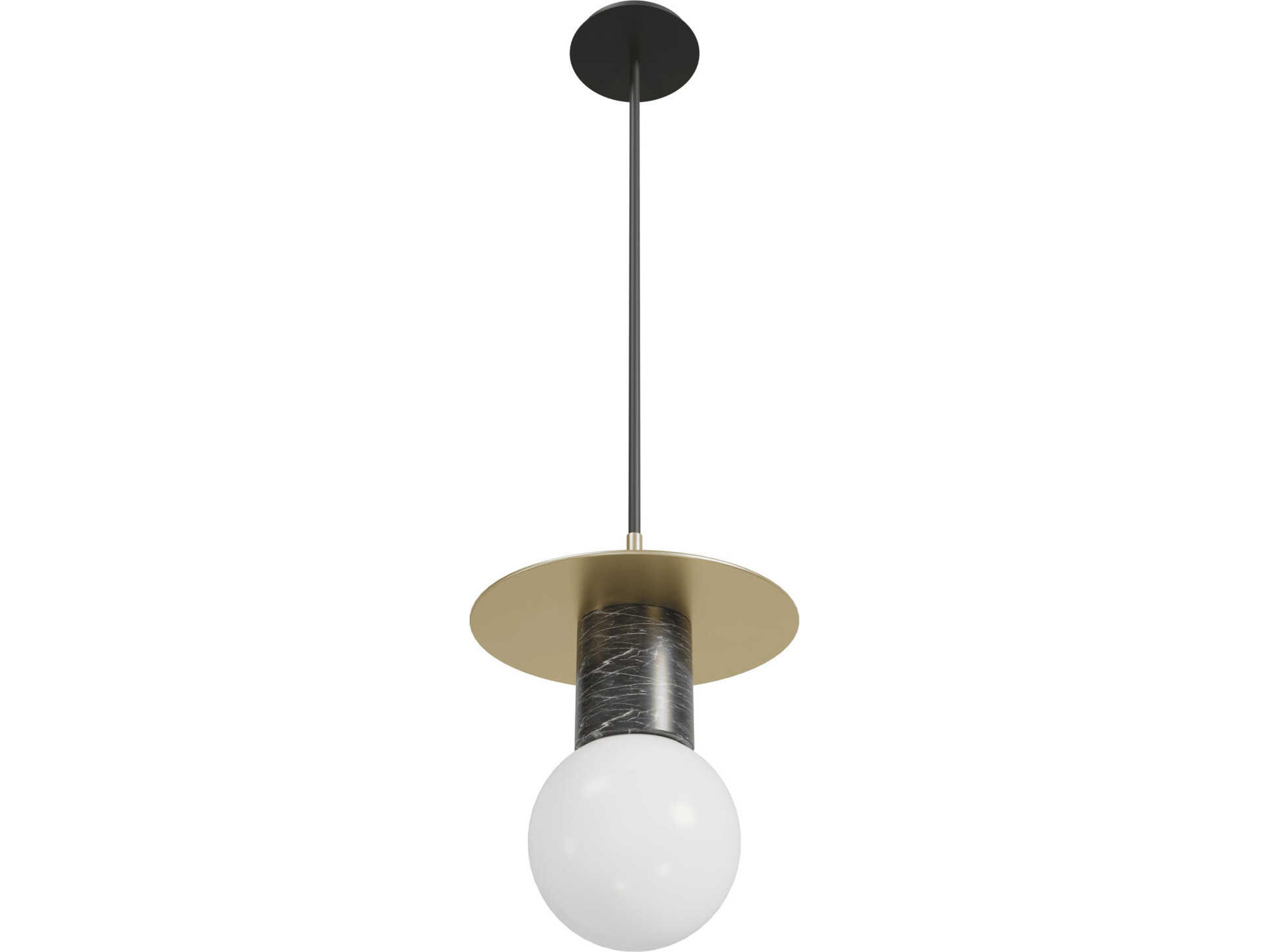 Avenue Lighting Newport 1-Light Brushed Brass Black Mini Pendant