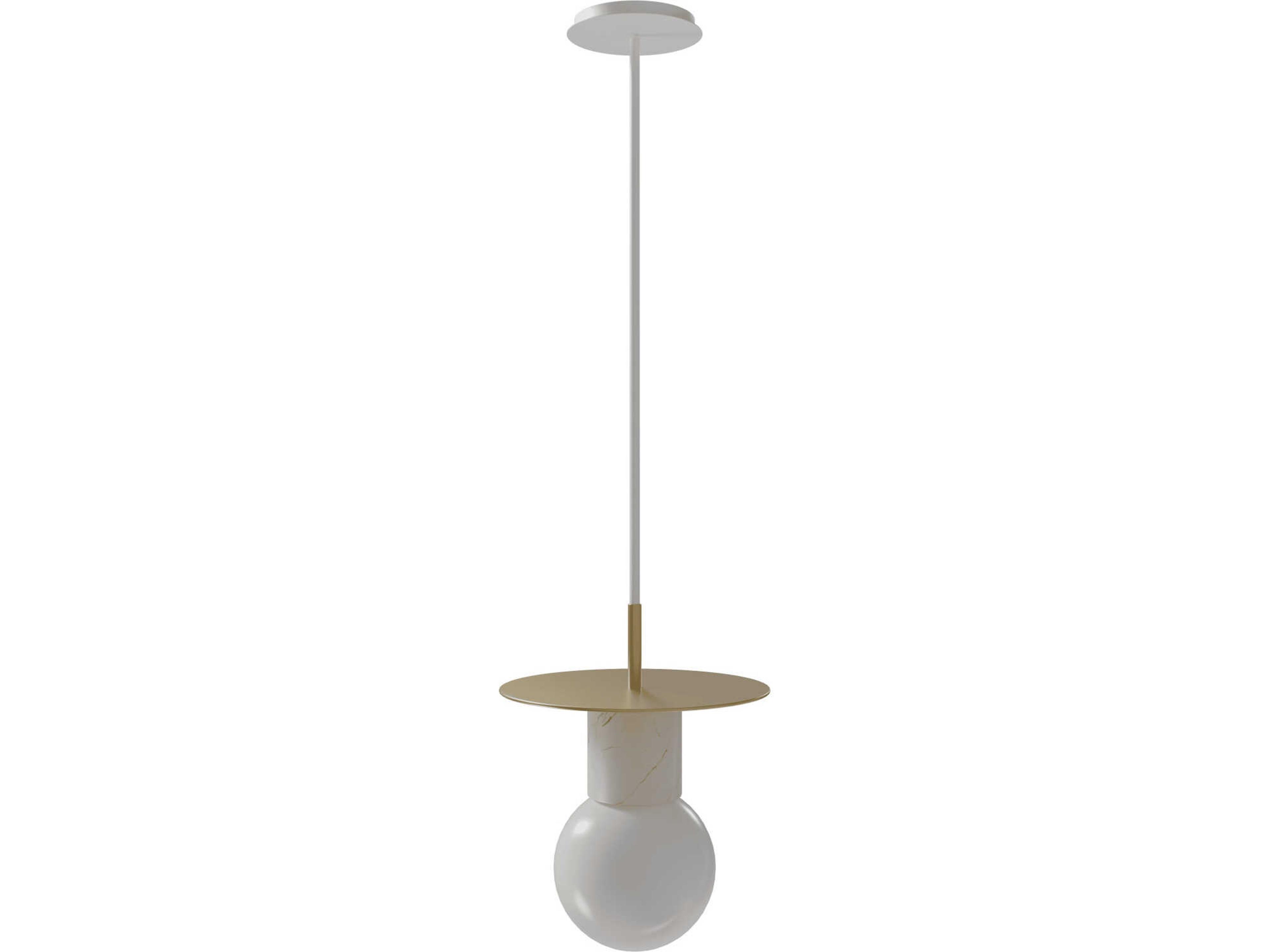 Newport Pendant Light in Brushed Brass and White