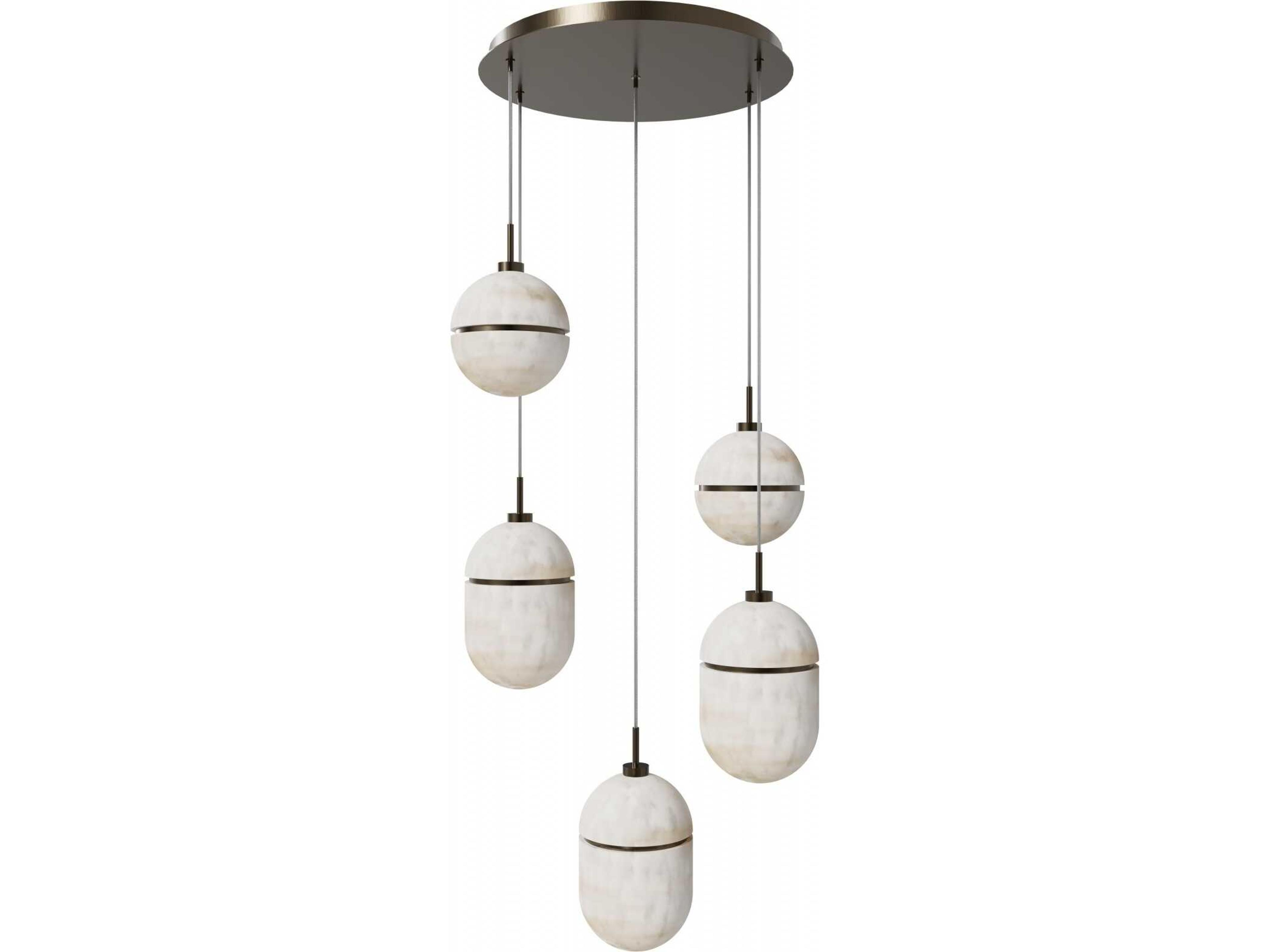 Sedona Multi Light Pendant in Aged Brass and Alabaster