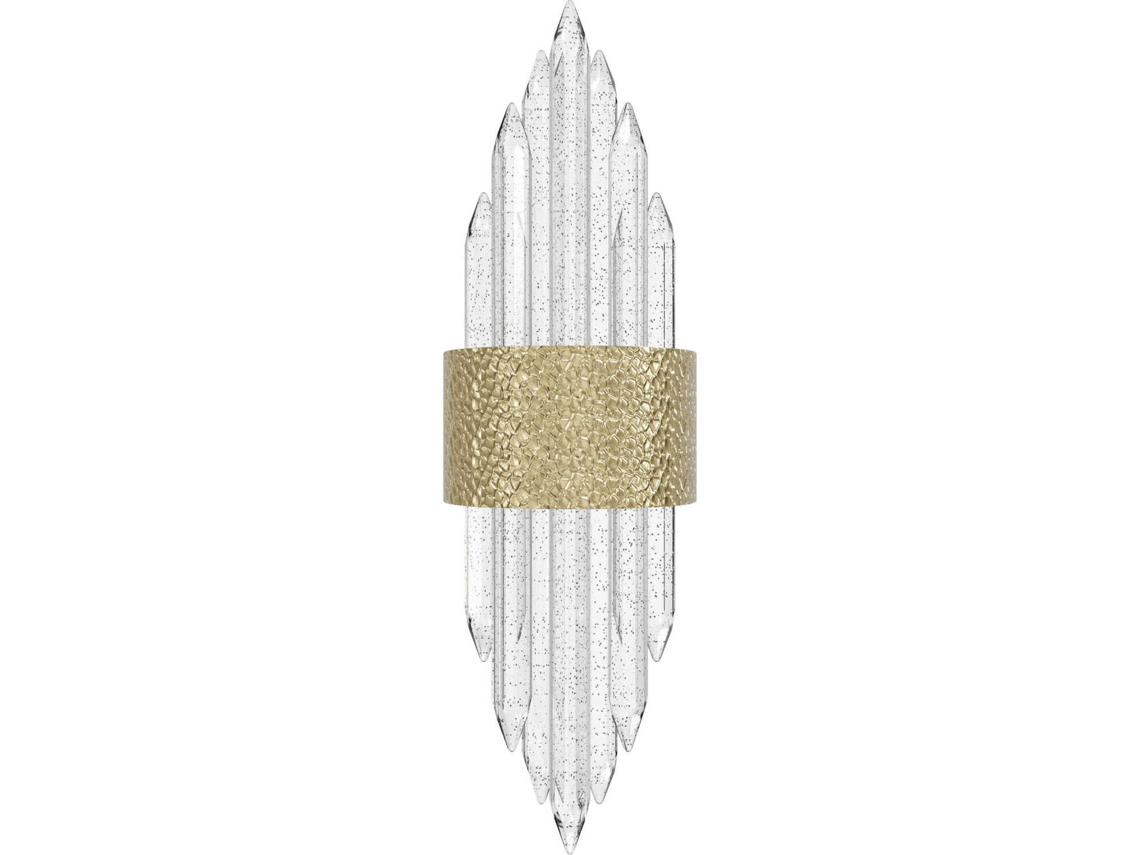 Aspen LED Wall Sconce Hammered Brushed Brass Crystal