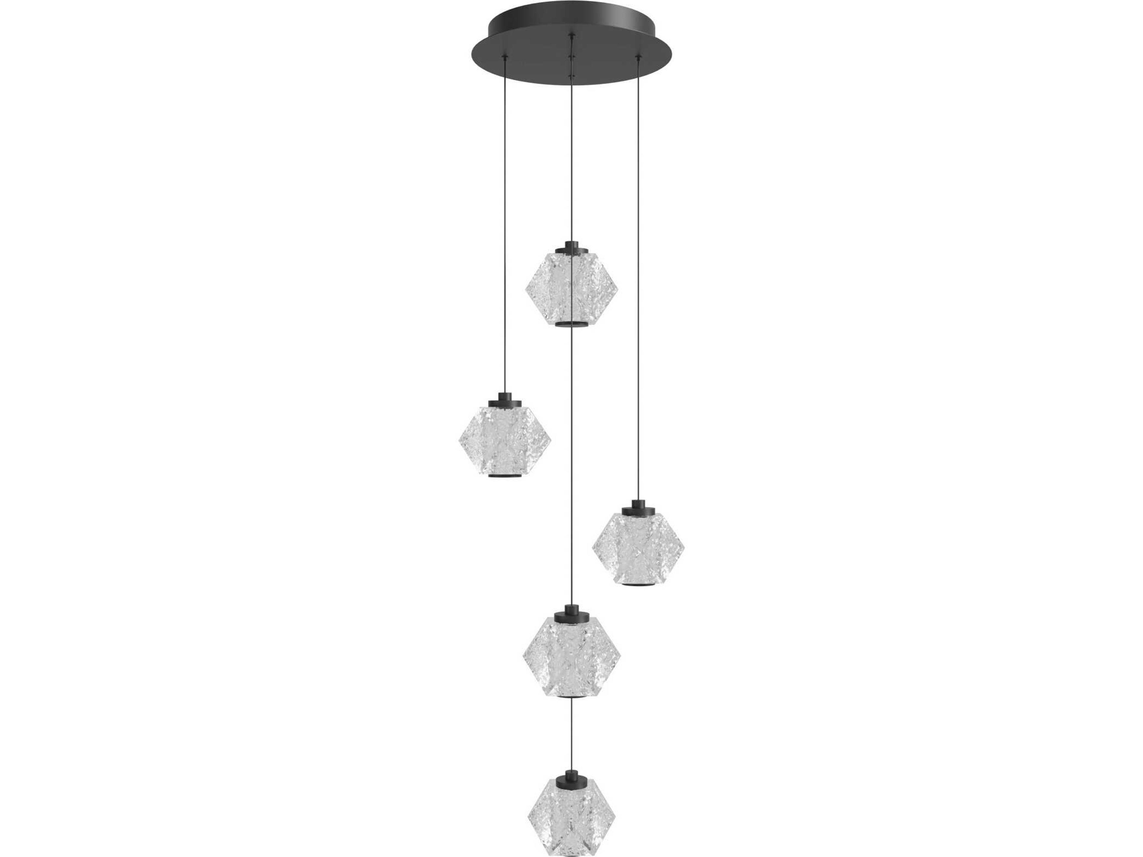 Beluga Multi Light Pendant in Black with Faceted Acrylic Spheres