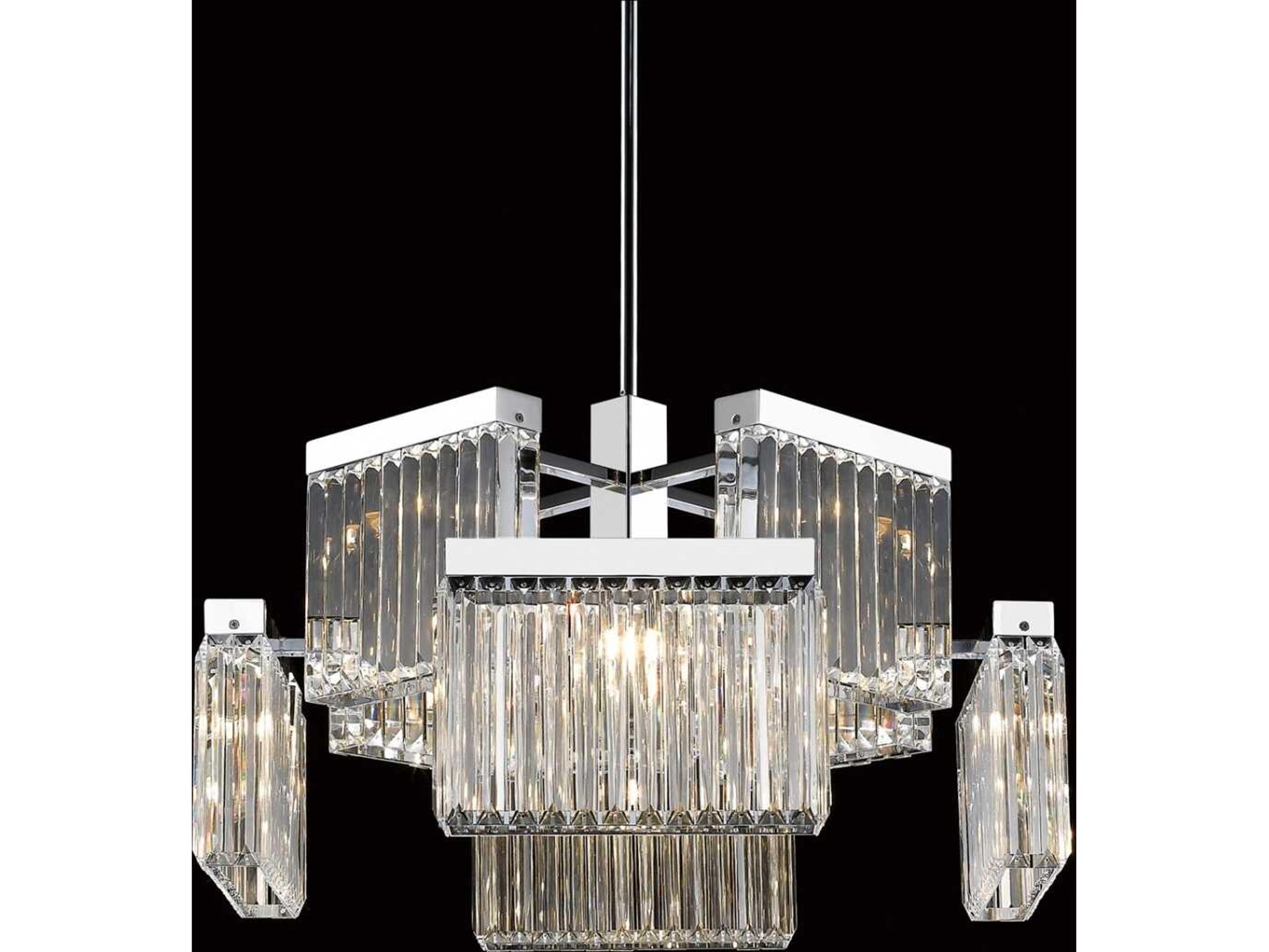 Broadway Chandelier Polished Nickel with Crystals