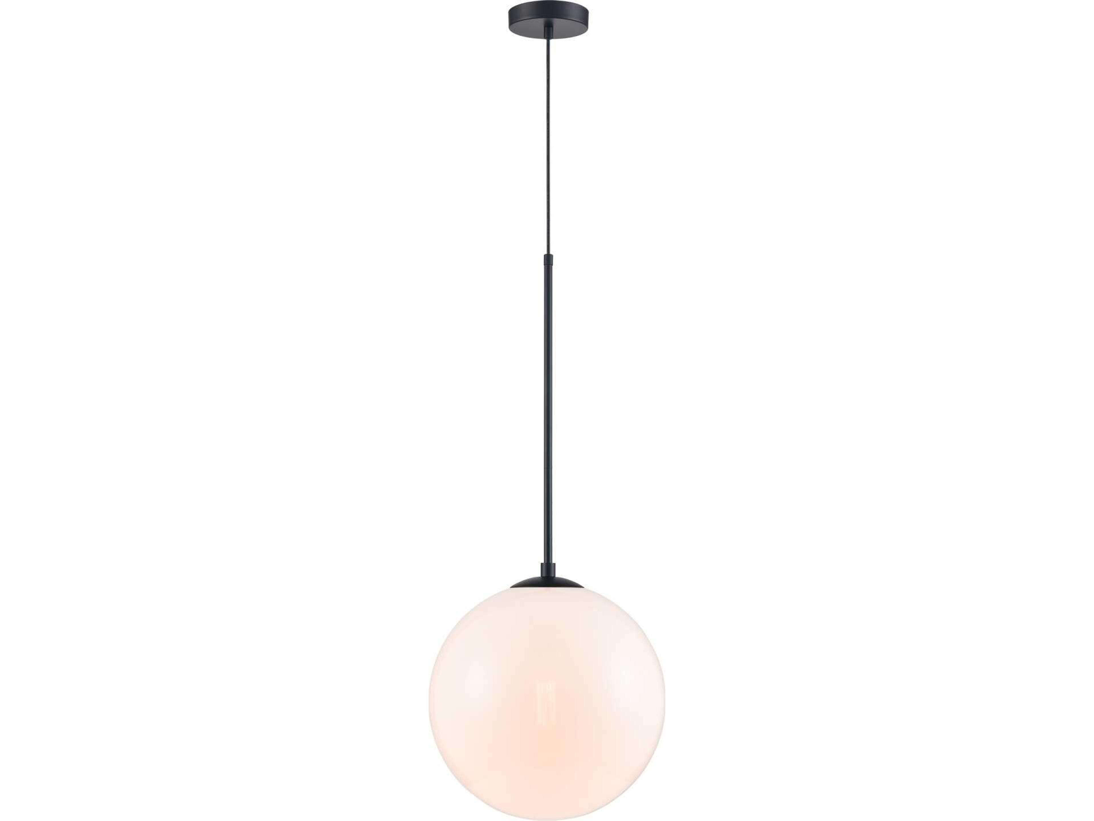 Delilah Pendant Light in Matte Black with White Glass