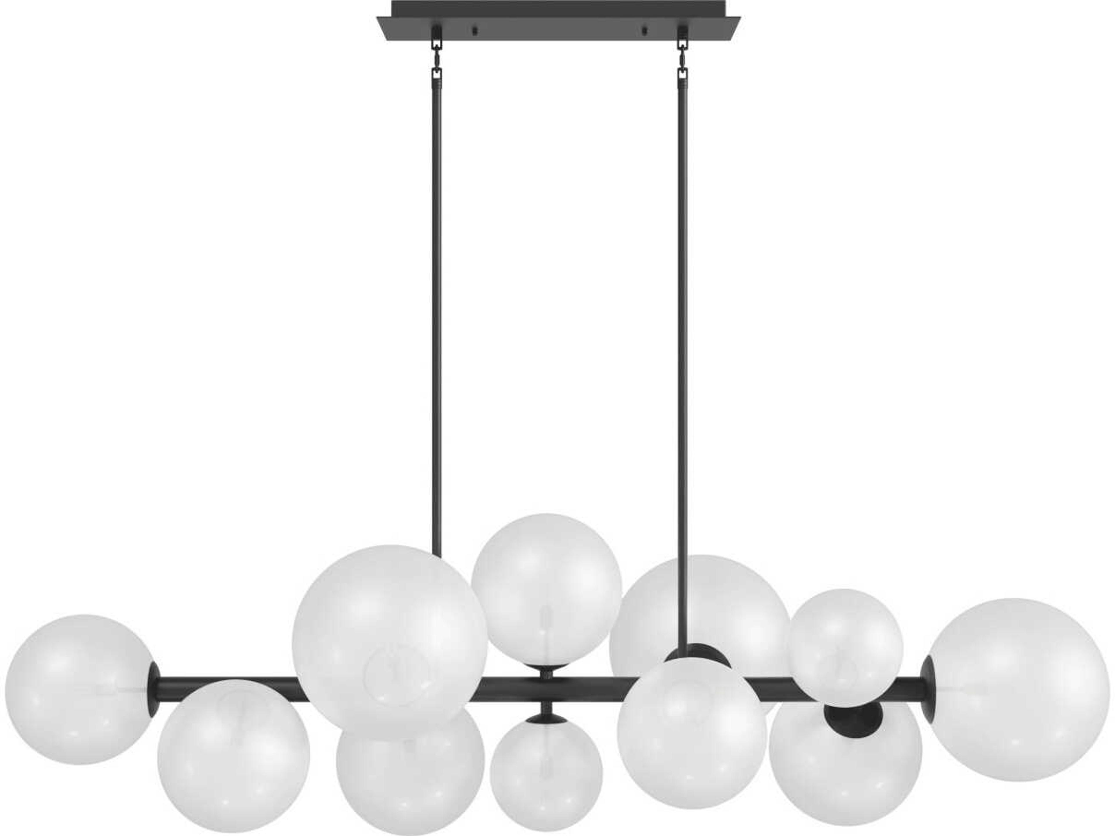Delilah 12-Light Chandelier in Black with White Glass