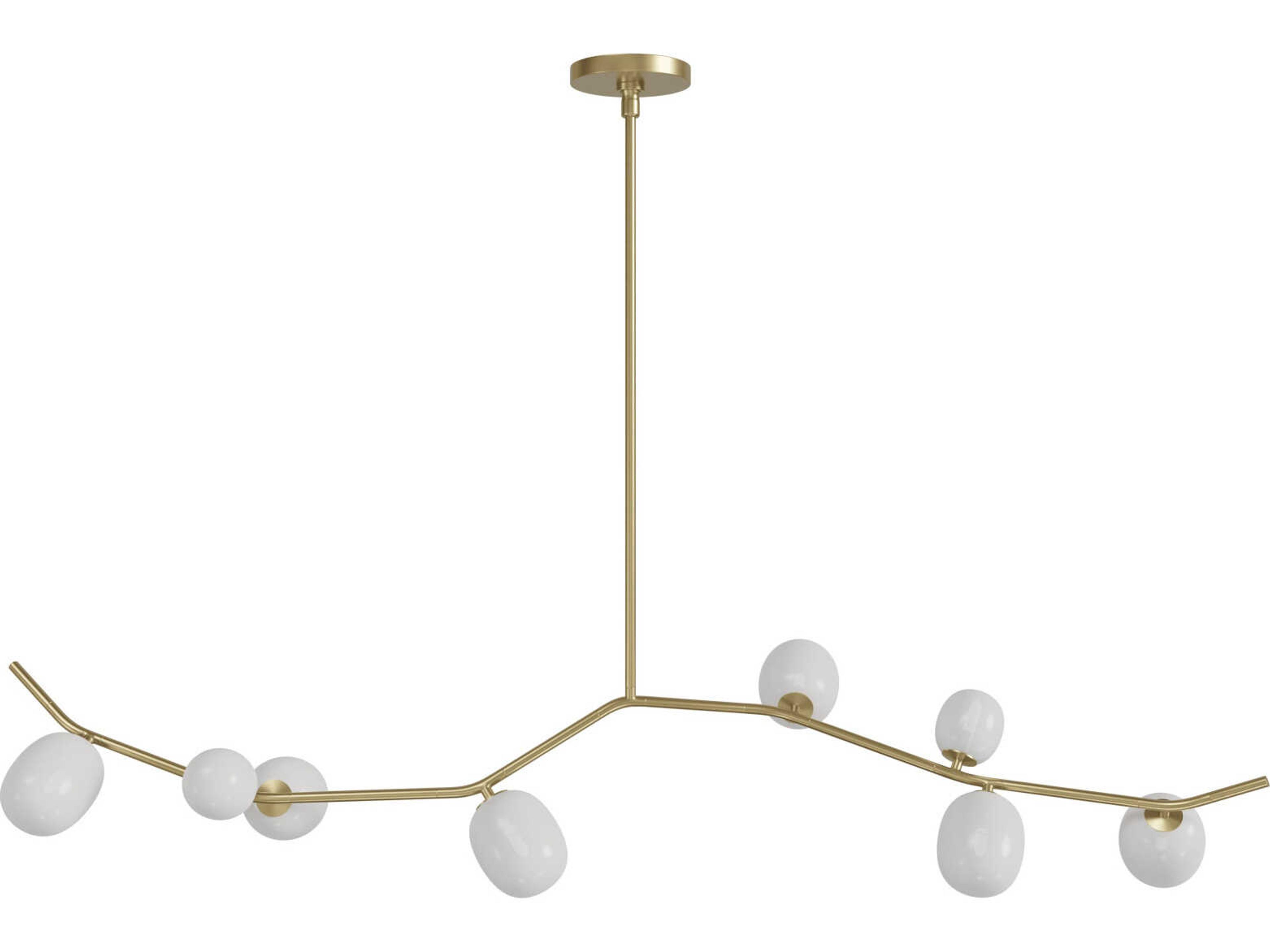 Hampton Linear Chandelier in Brushed Brass with White Glass Globes