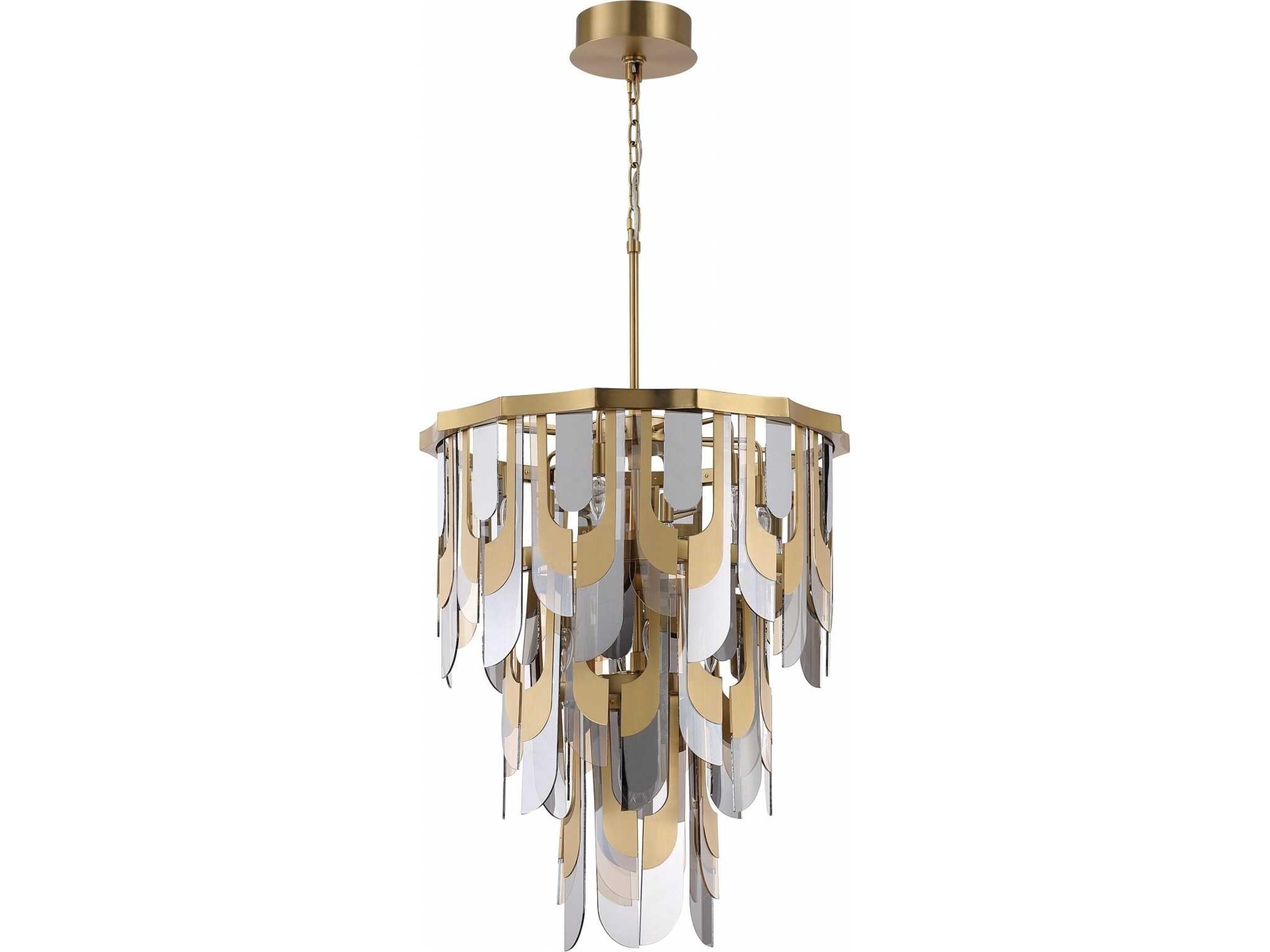 Avenue Lighting Paramount 10-Light Aged Brass Geometric Tiered Pendant