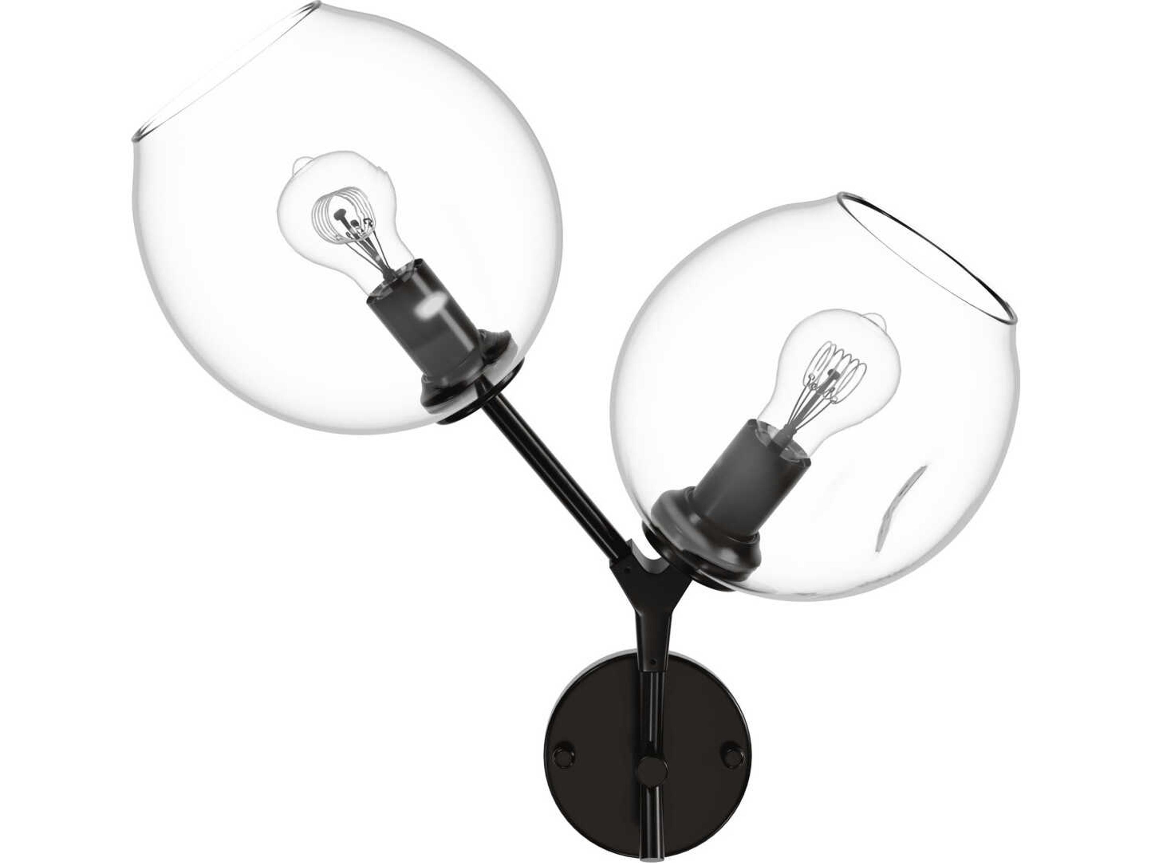 Fairfax Ave Wall Sconce in Dark Bronze with Hand-Blown Glass Globes