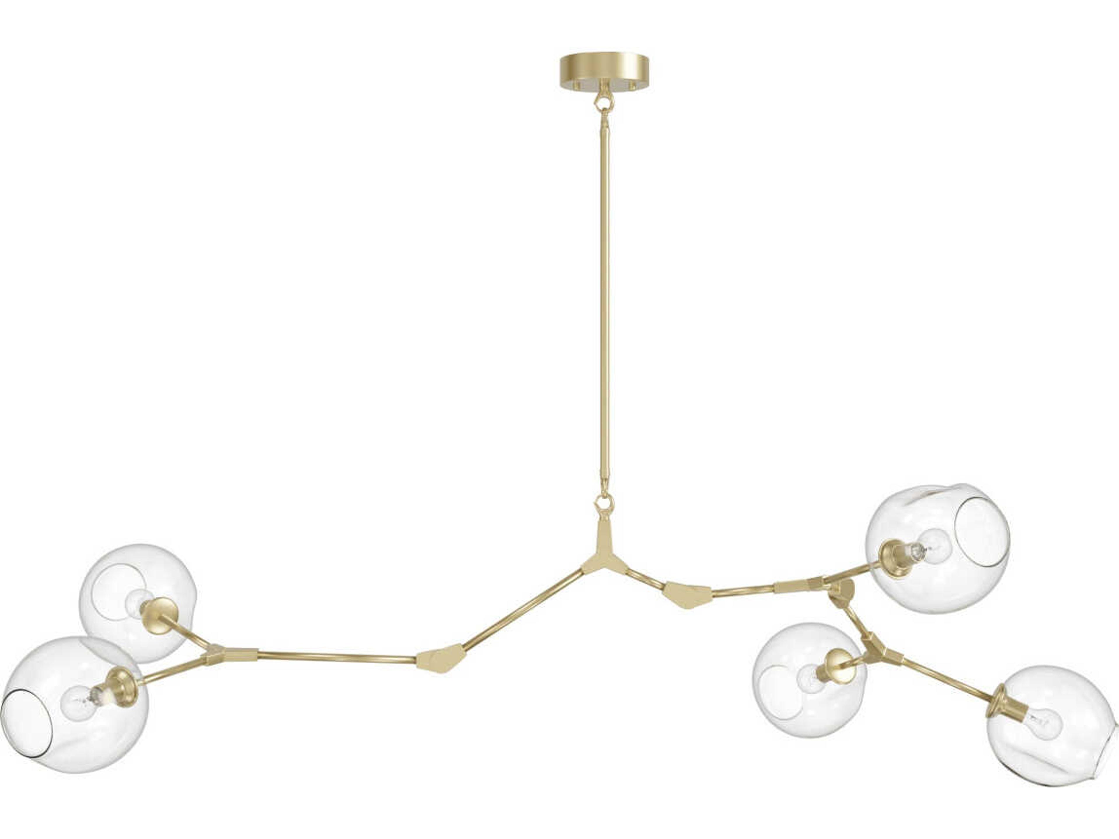 Fairfax 5-Light Abstract Chandelier Brushed Brass Hand Blown Glass
