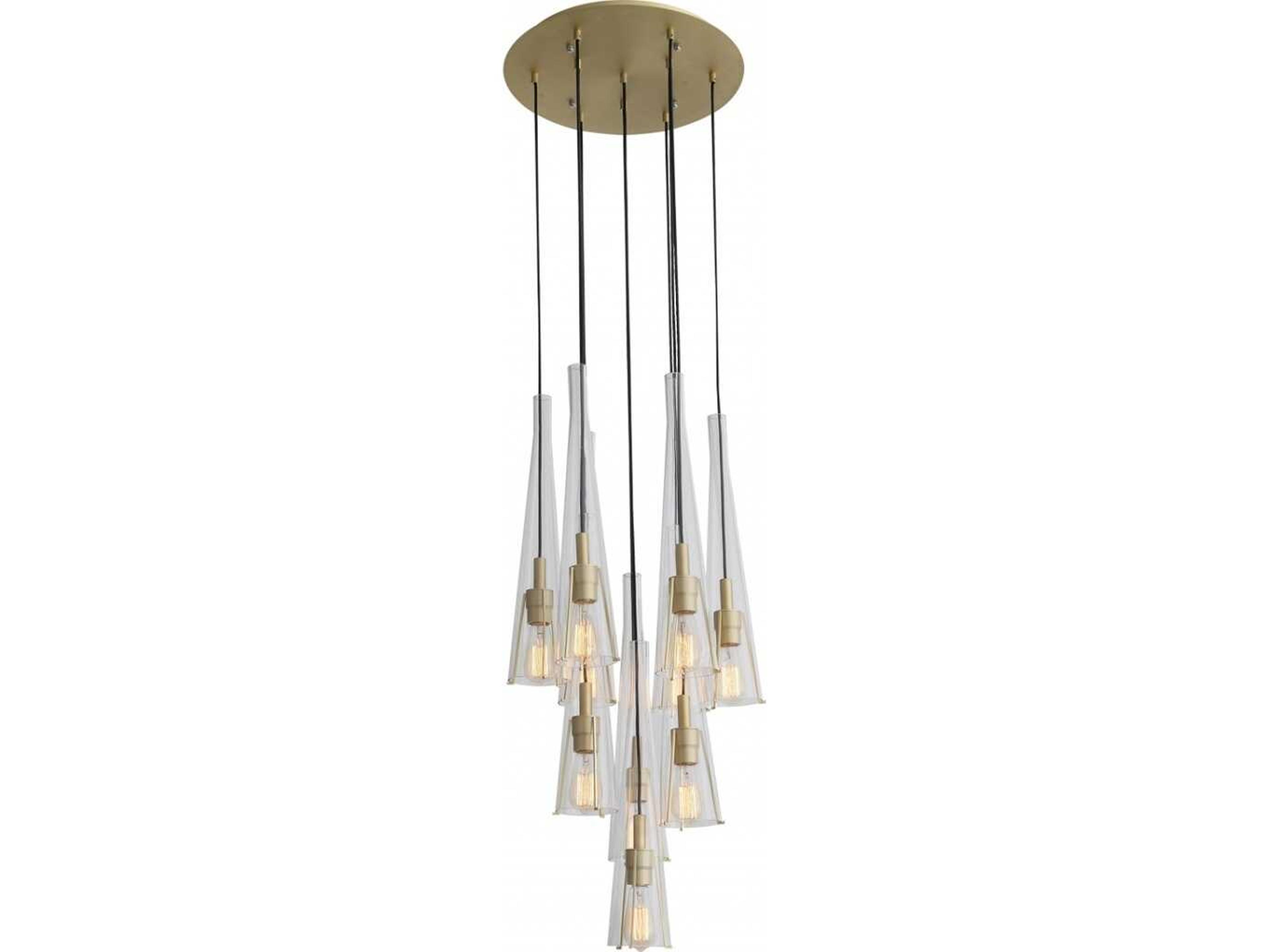 Abbey Park 10-Light Multi Pendant in Brushed Brass