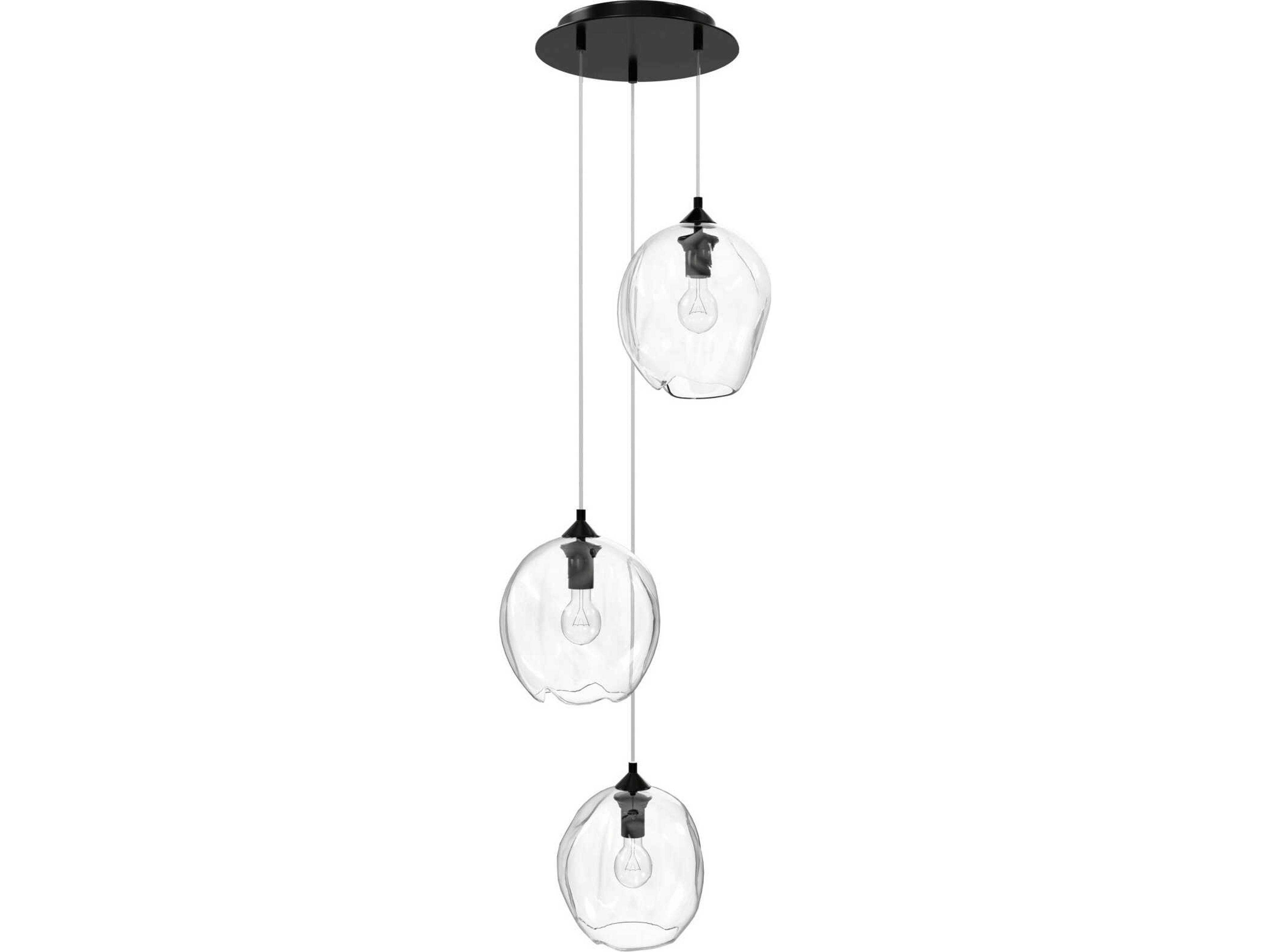 Sonoma 3 Light Multi Port Pendant in Dark Bronze with Clear Glass