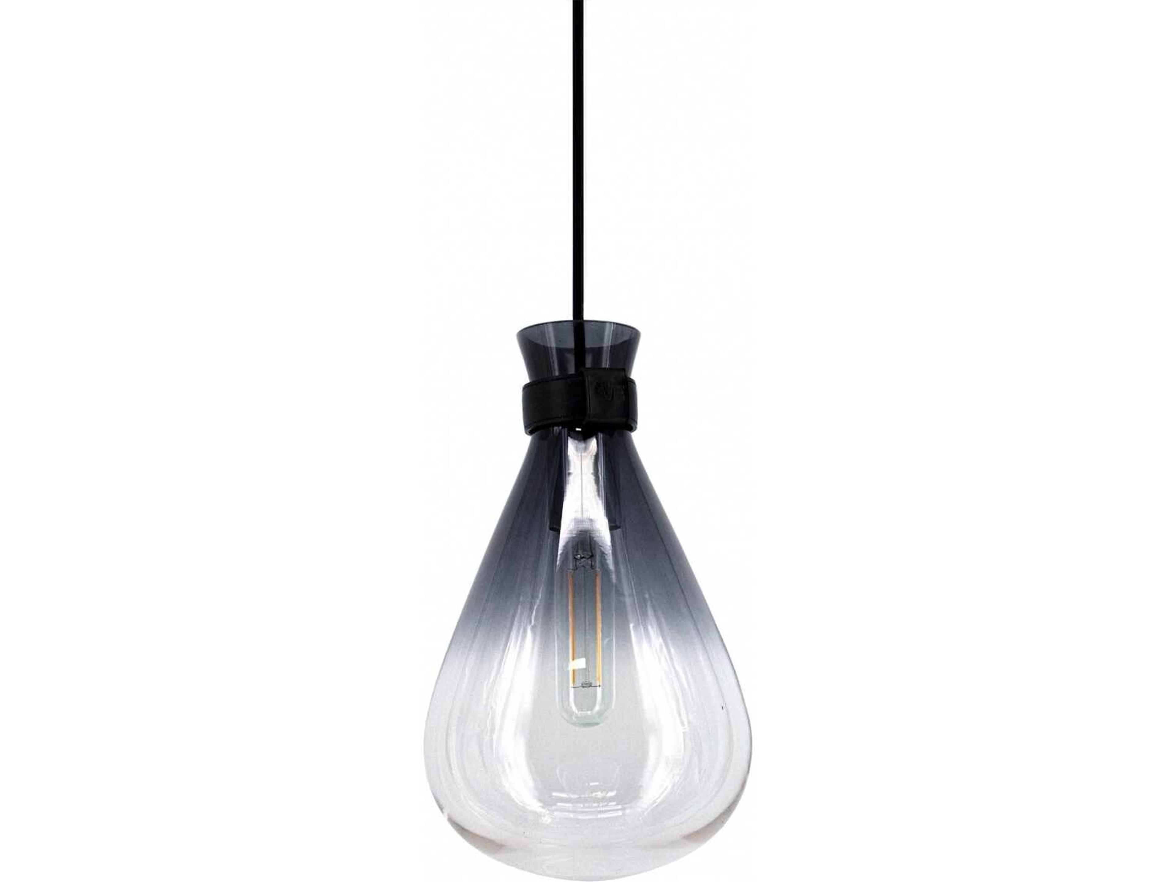 Del Mar Mini Pendant Light in Black with Ombre Glass