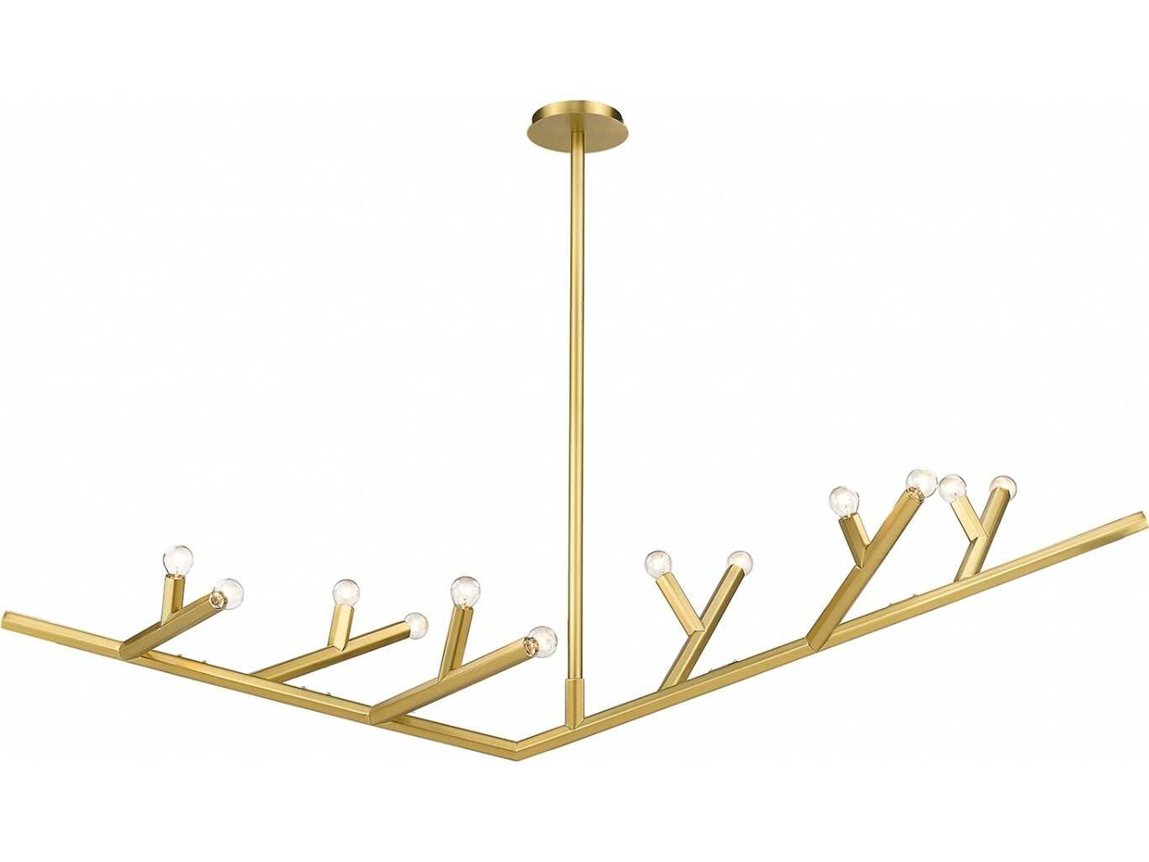Avenue Lighting The Oaks 12-Light Brushed Brass Linear Island Pendant