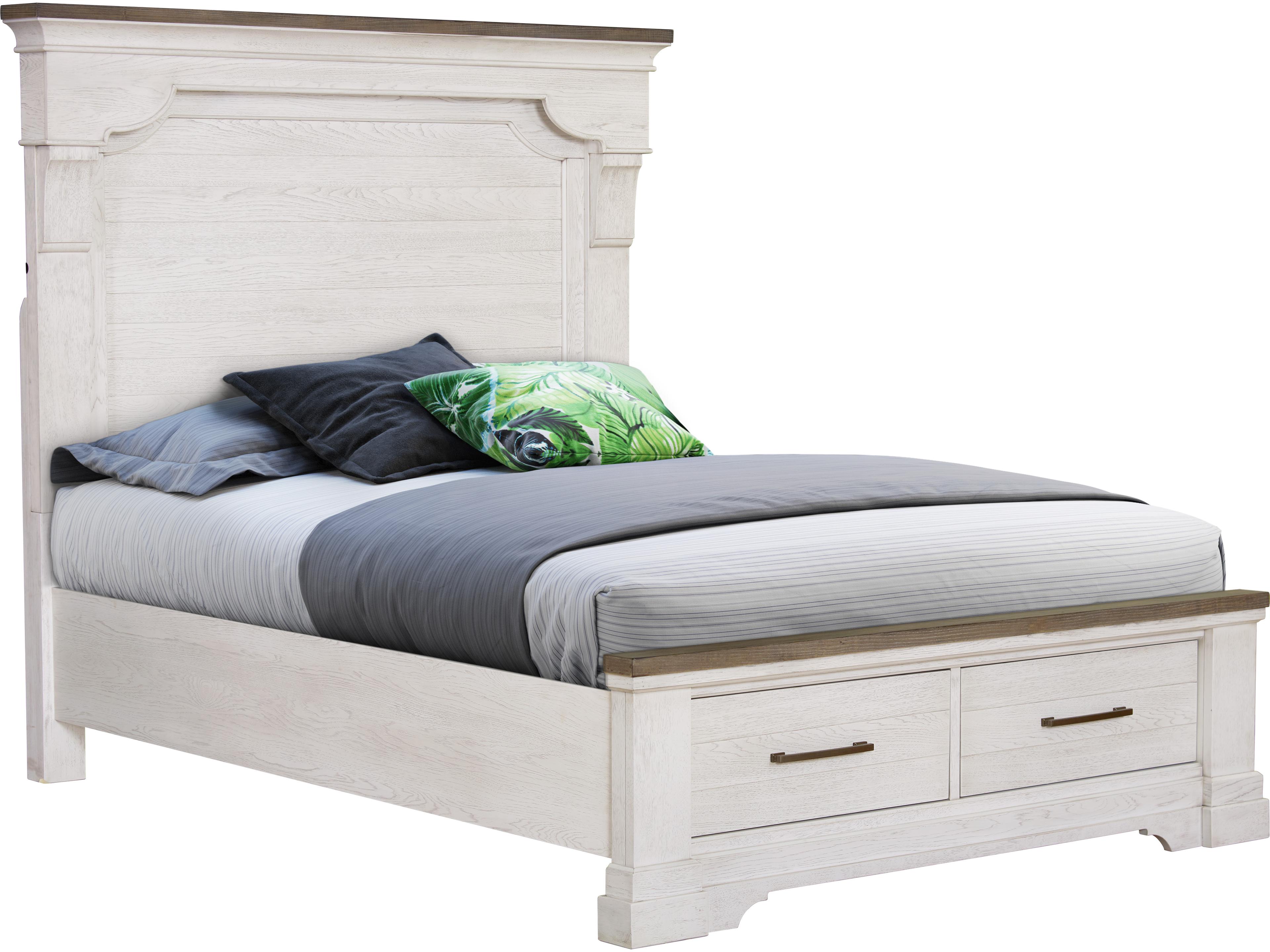 White Wood Queen Panel Bed
