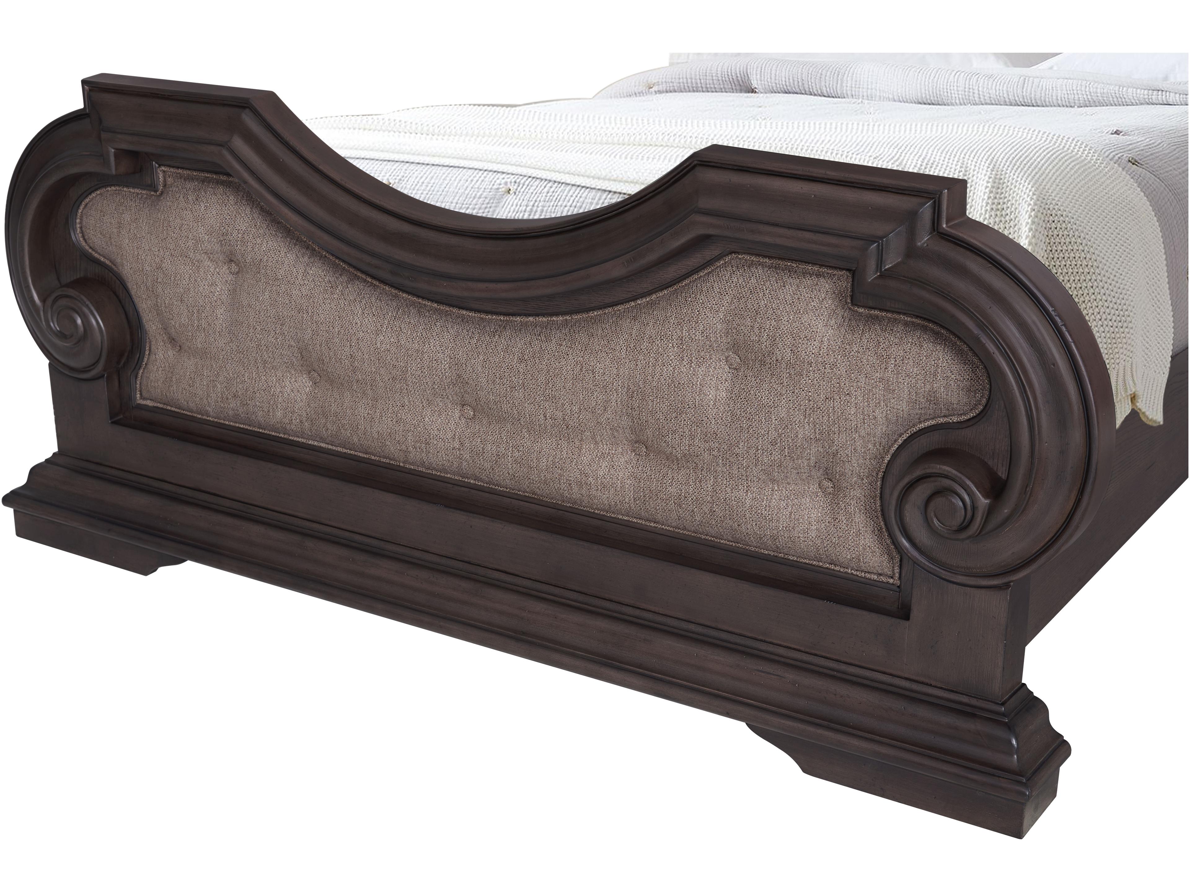 Avalon Furniture Distressed Oak Brown Hardwood Upholstered Queen Panel Bed
