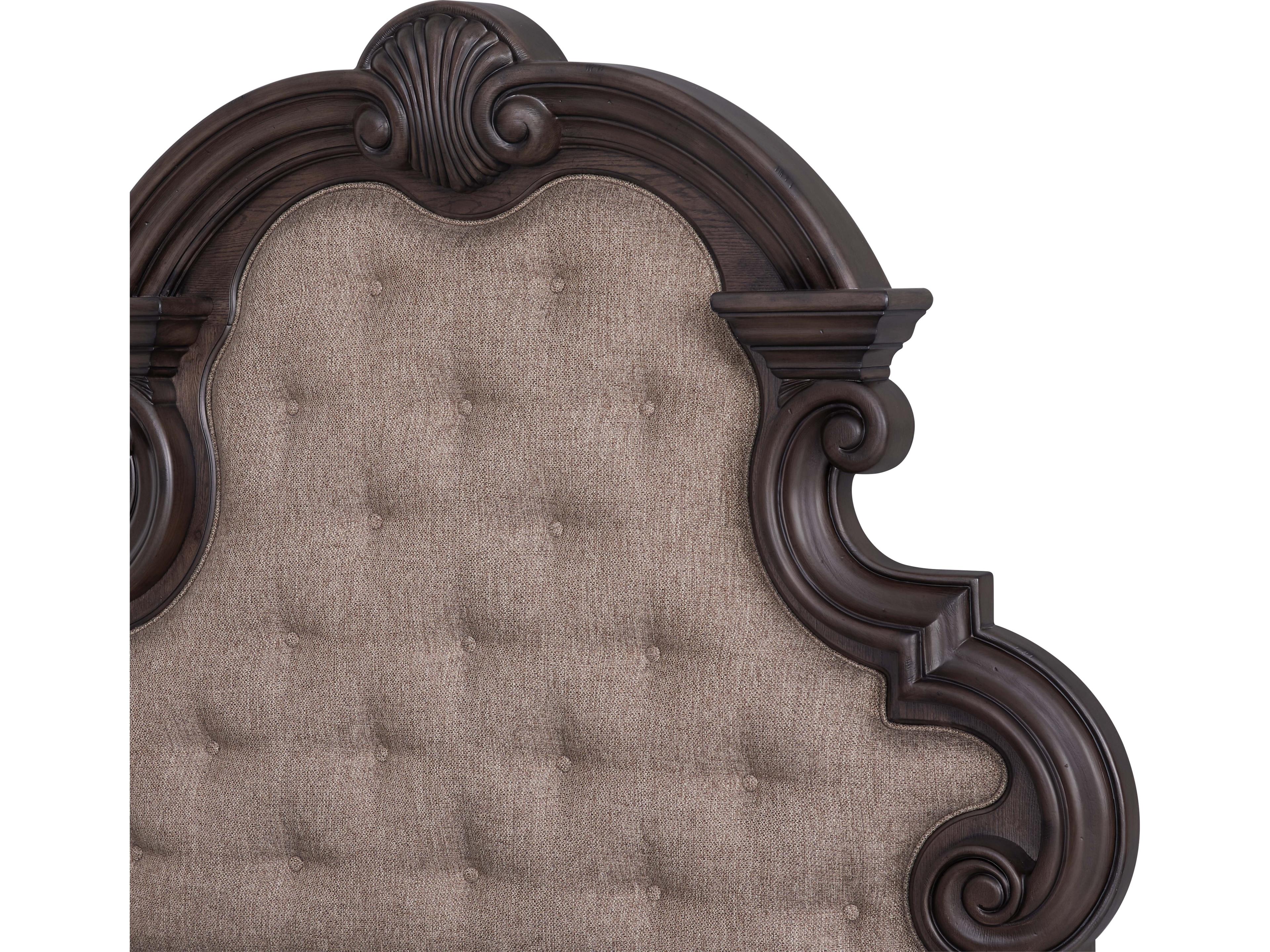 Avalon Furniture Distressed Oak Brown Hardwood Upholstered Queen Panel Bed