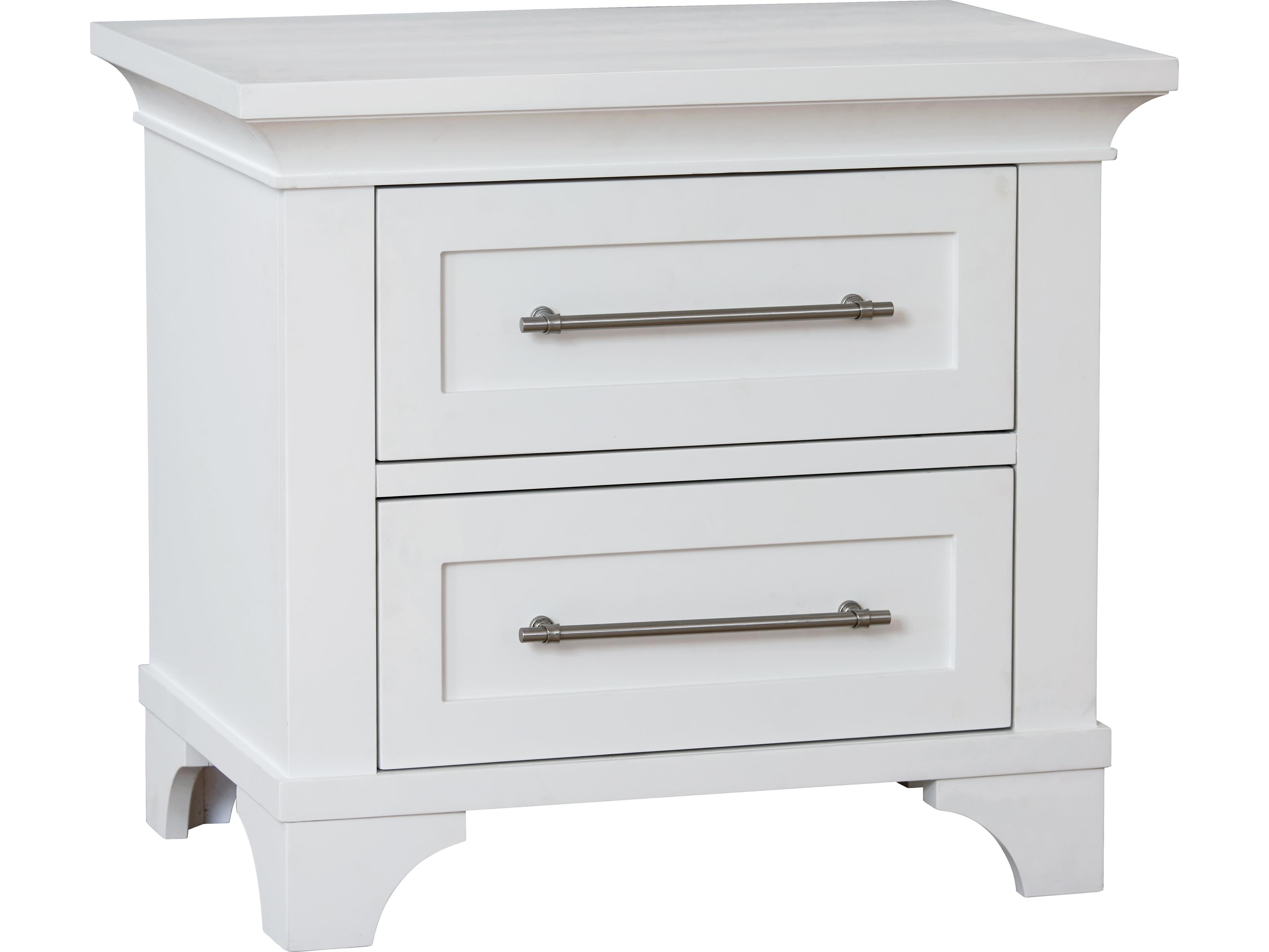 2-Drawers Pine Wood Nightstand