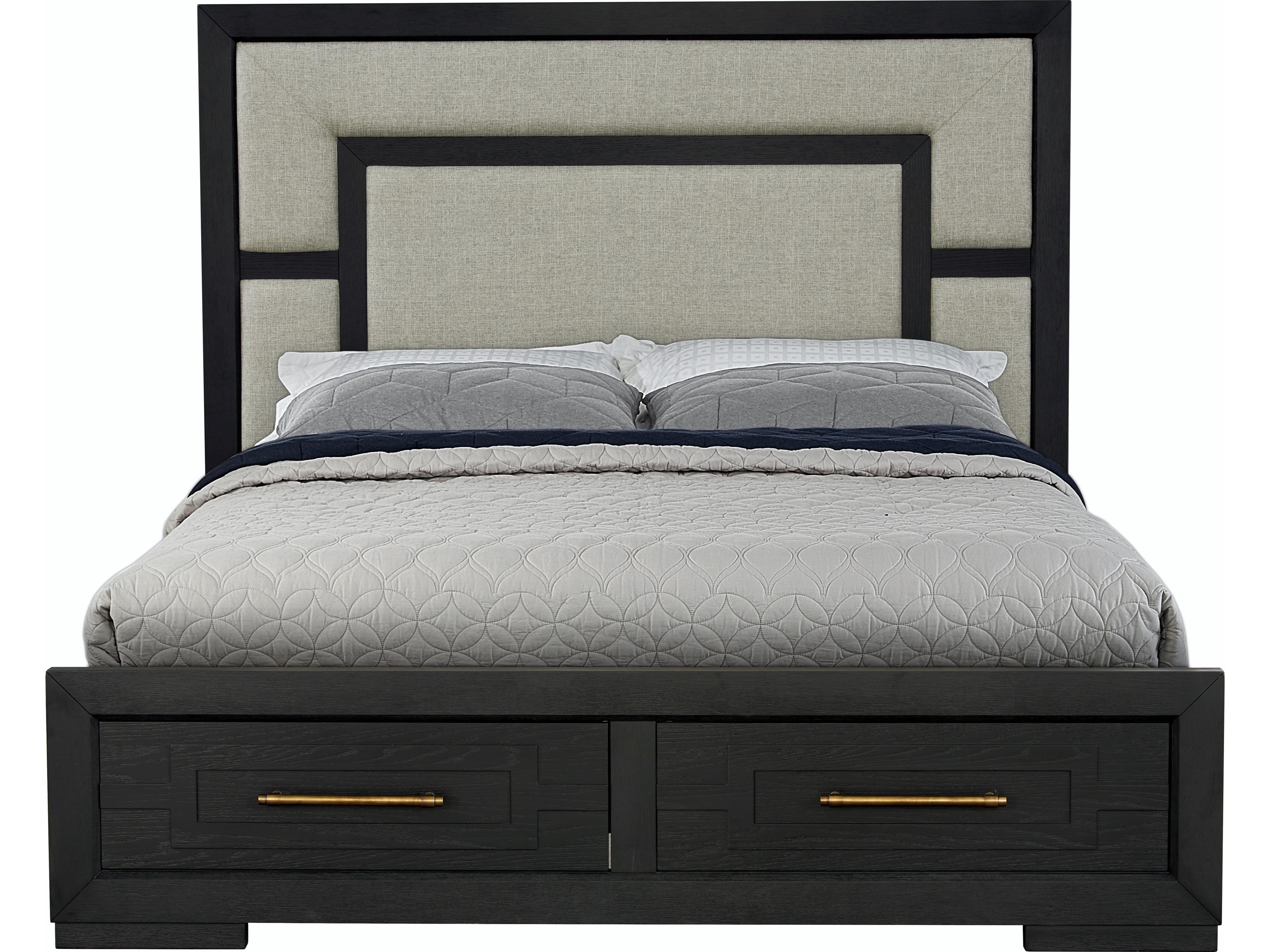 Avalon Furniture Brushed Charcoal Black Oak Wood King Panel Bed