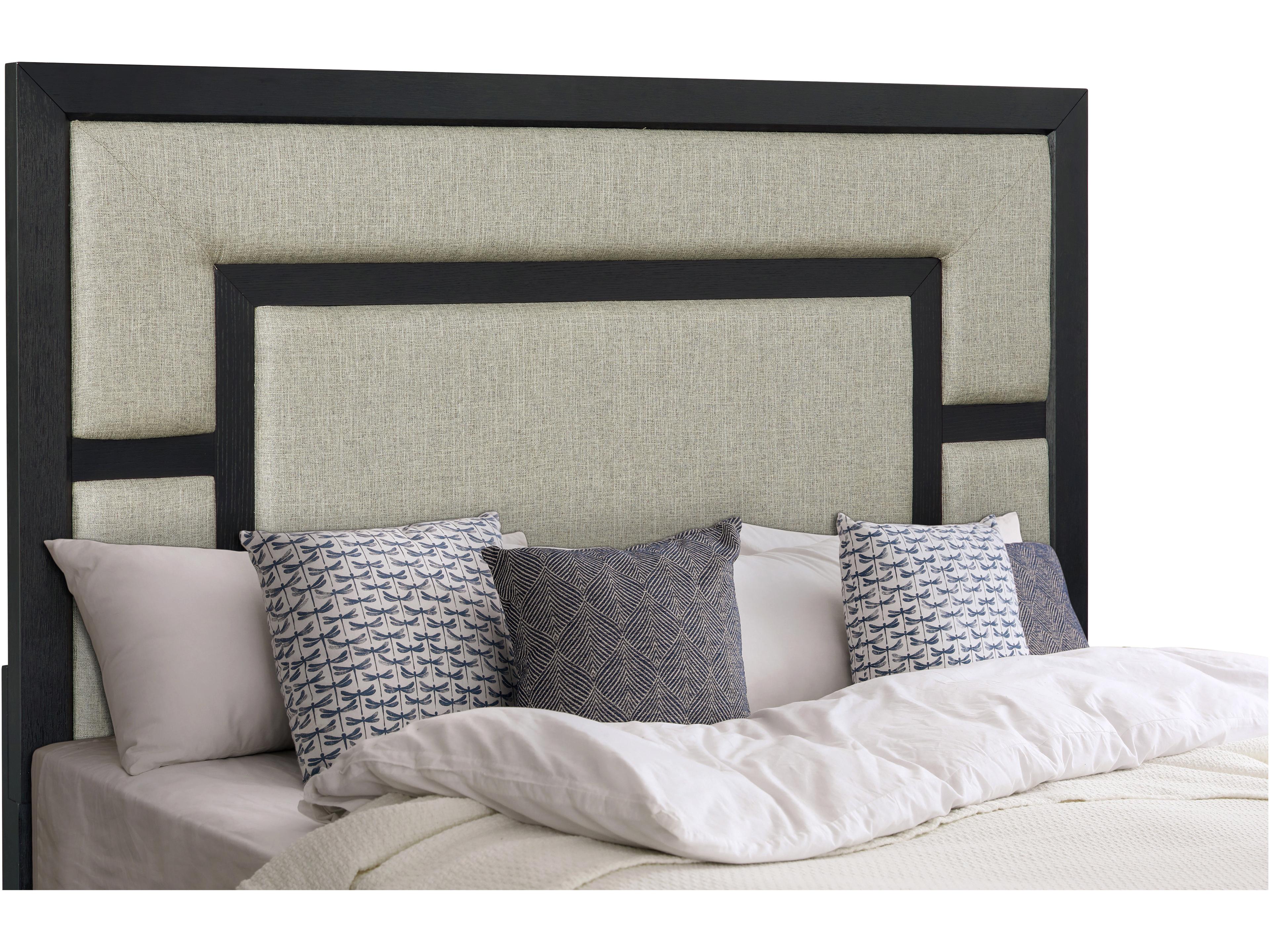 Avalon Furniture Brushed Charcoal Black Oak Wood King Panel Bed