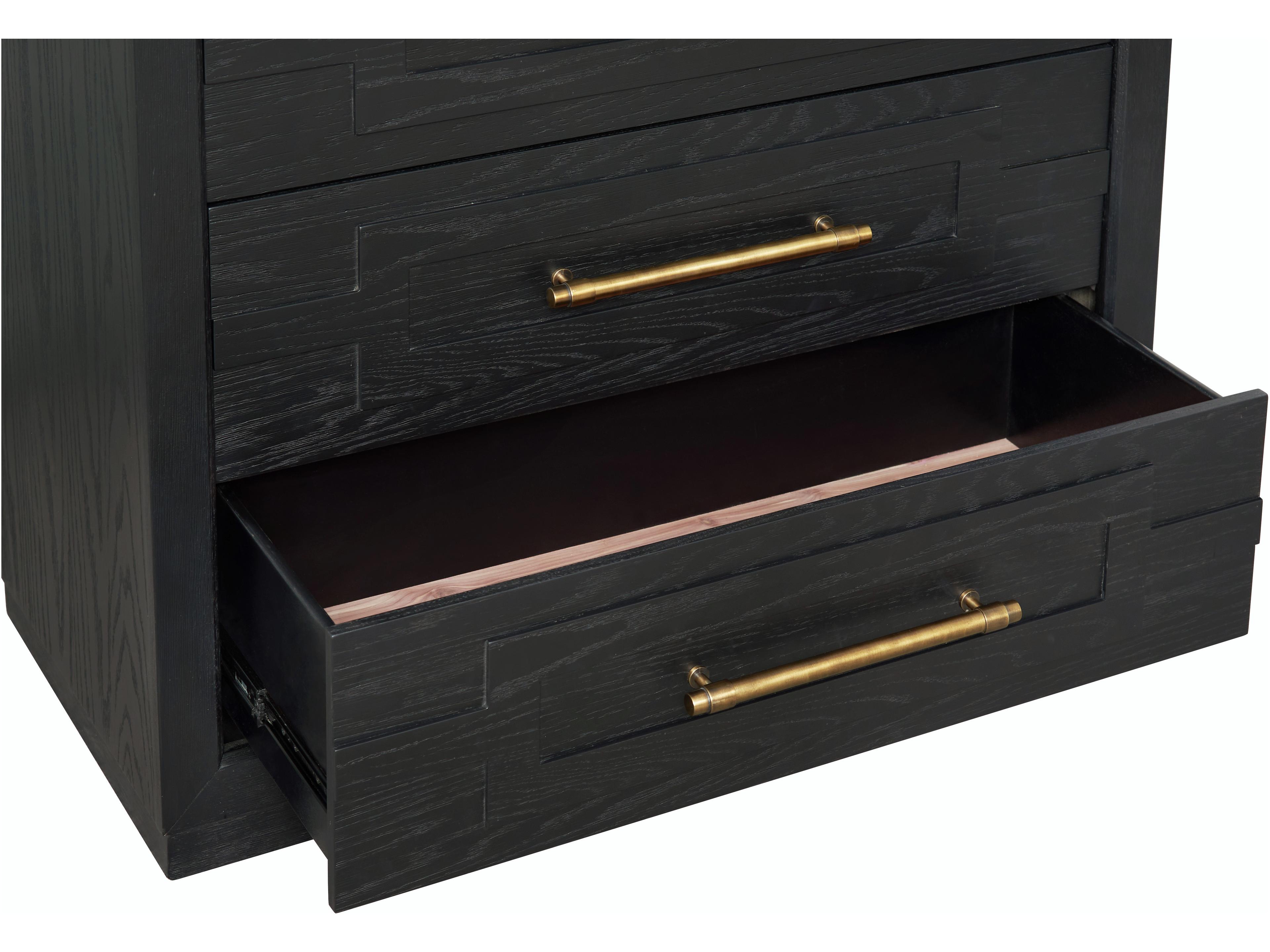 Avalon Furniture Brushed Charcoal Black Oak Wood Accent Chest