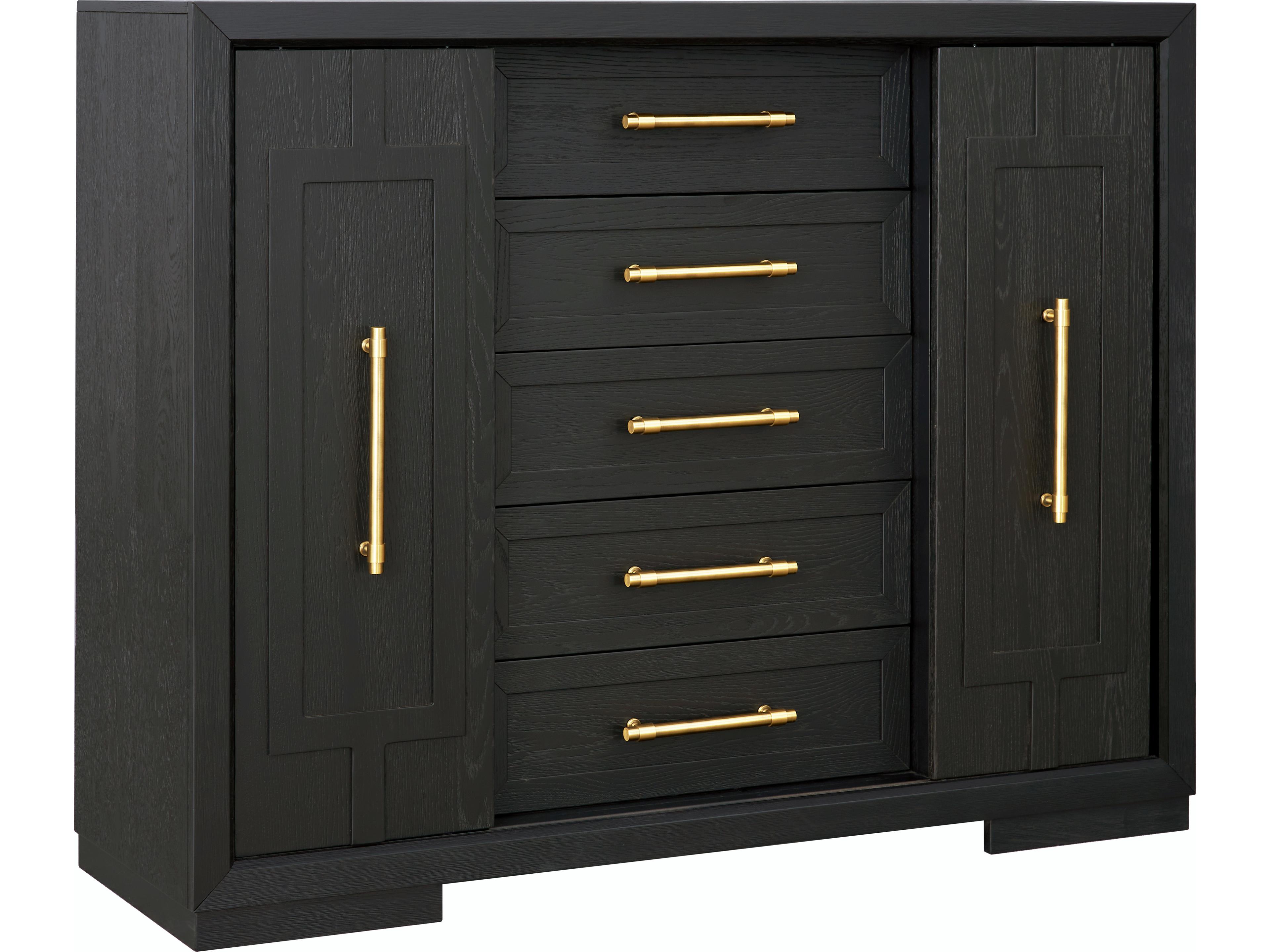 Brushed Charcoal Black Oak Wood Accent Chest