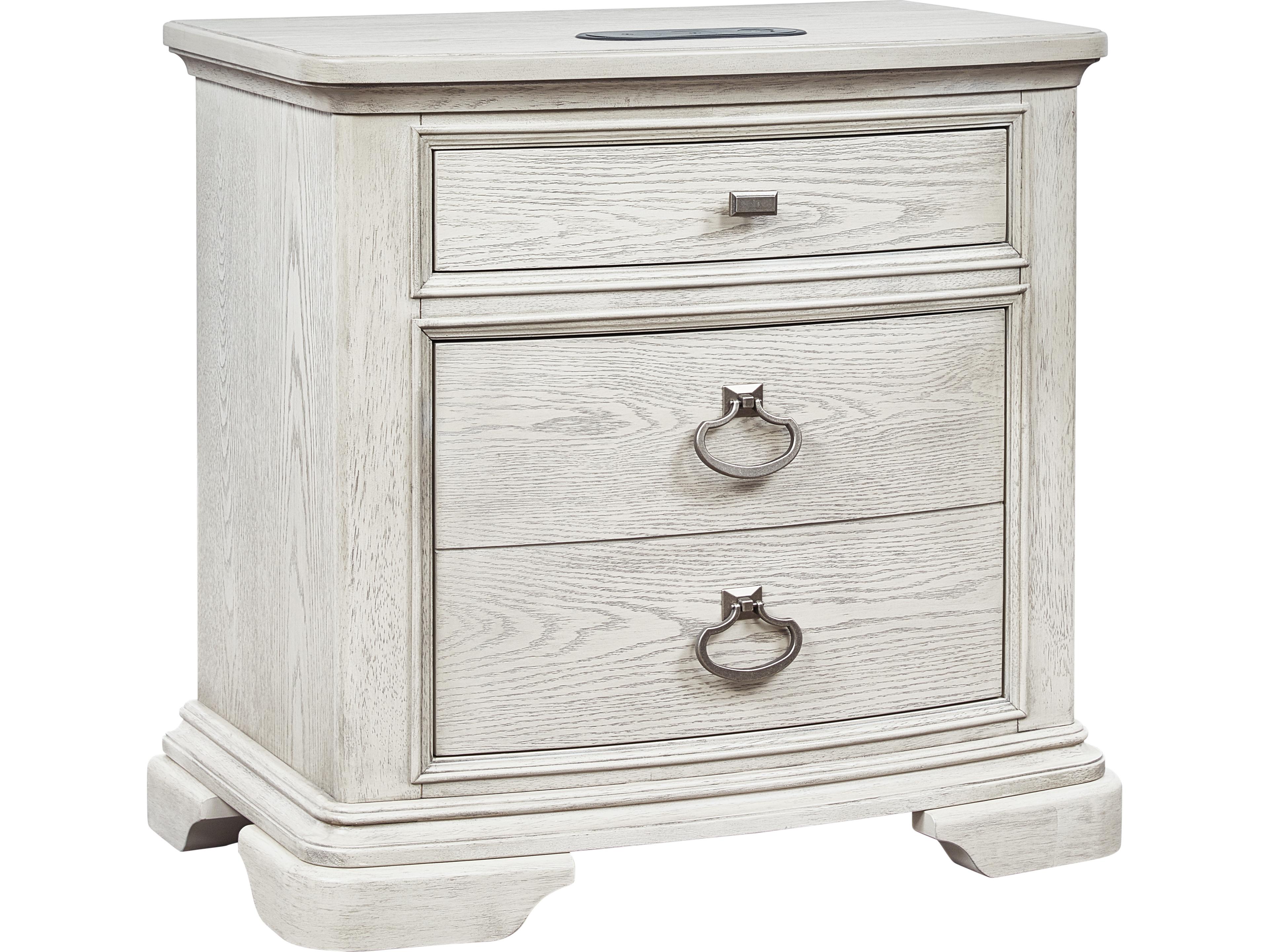 3-Drawers Gray Rubberwood Nightstand