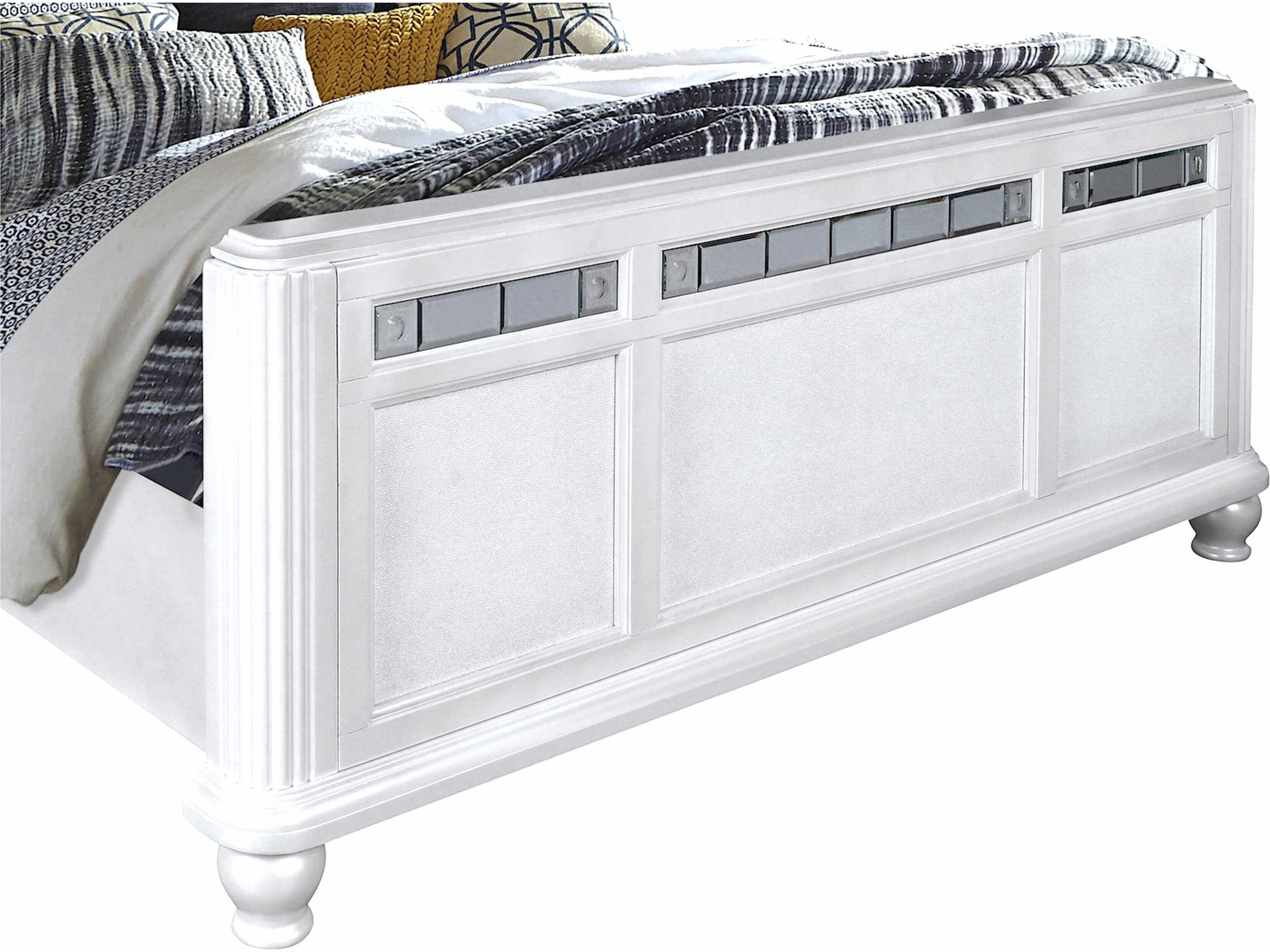 Avalon Furniture White Pearl Hardwood Wood King Platform Bed