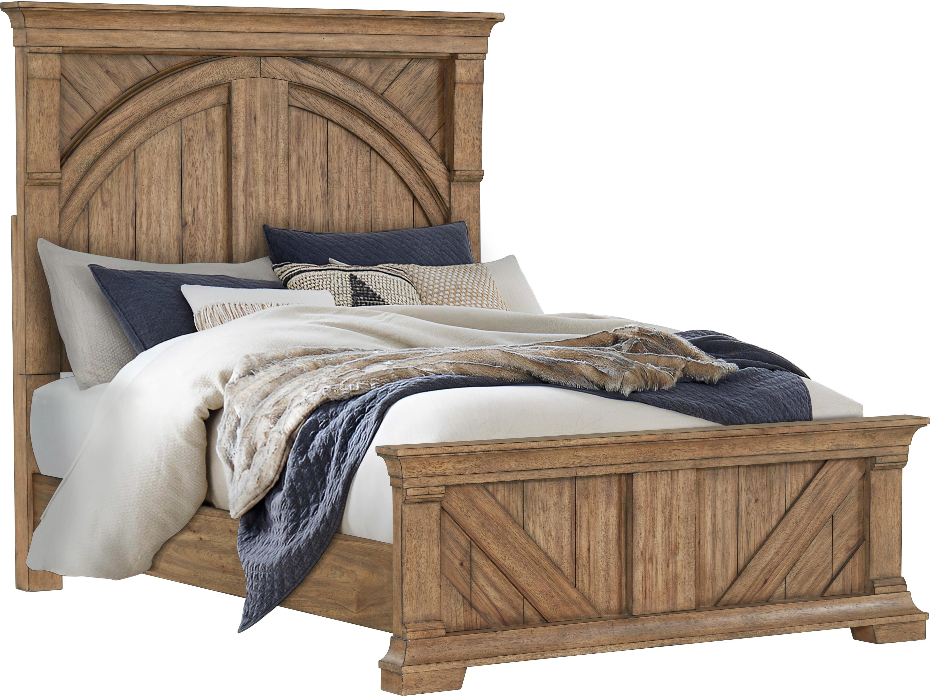 Old Hickory Brown Rubberwood Wood King Panel Bed