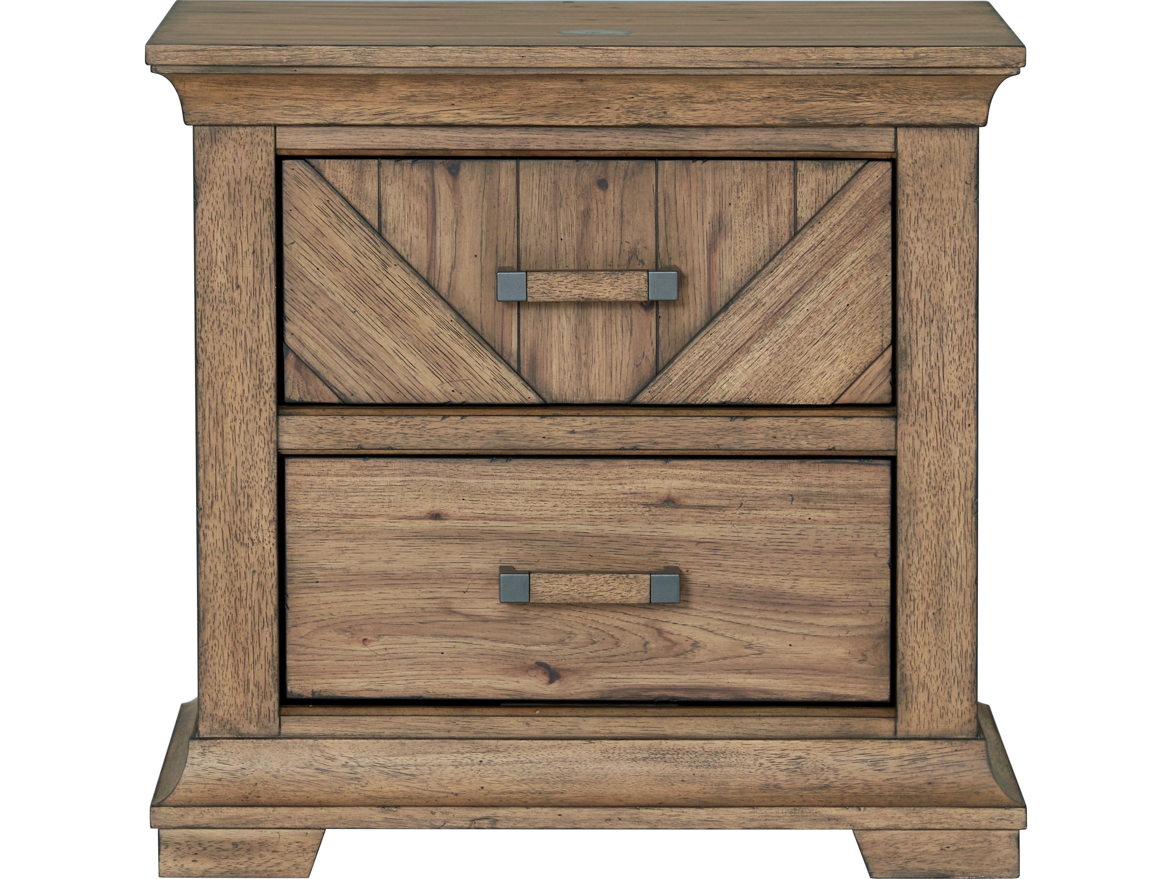 Avalon Furniture 2-Drawers Brown Rubberwood Nightstand