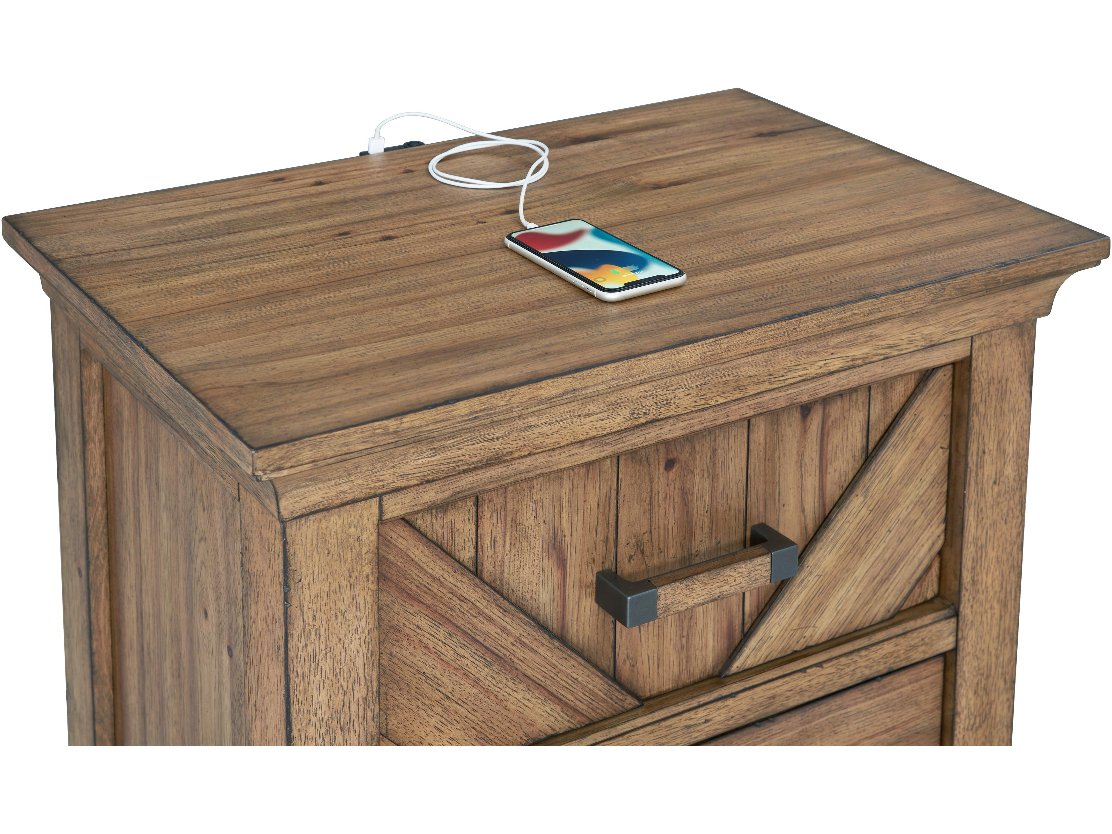 Avalon Furniture 2-Drawers Brown Rubberwood Nightstand