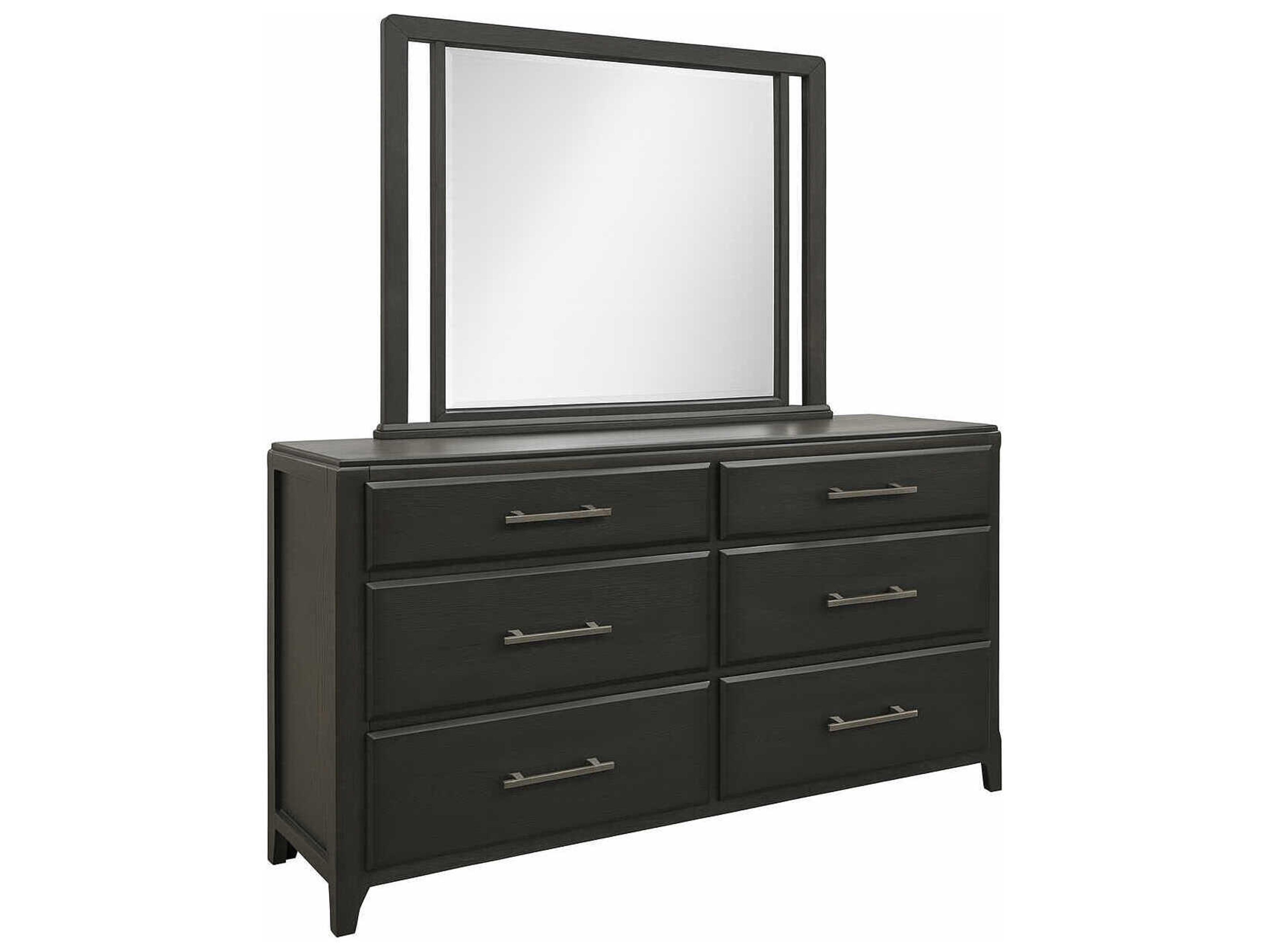6-Drawer Dresser with Mirror in Charcoal
