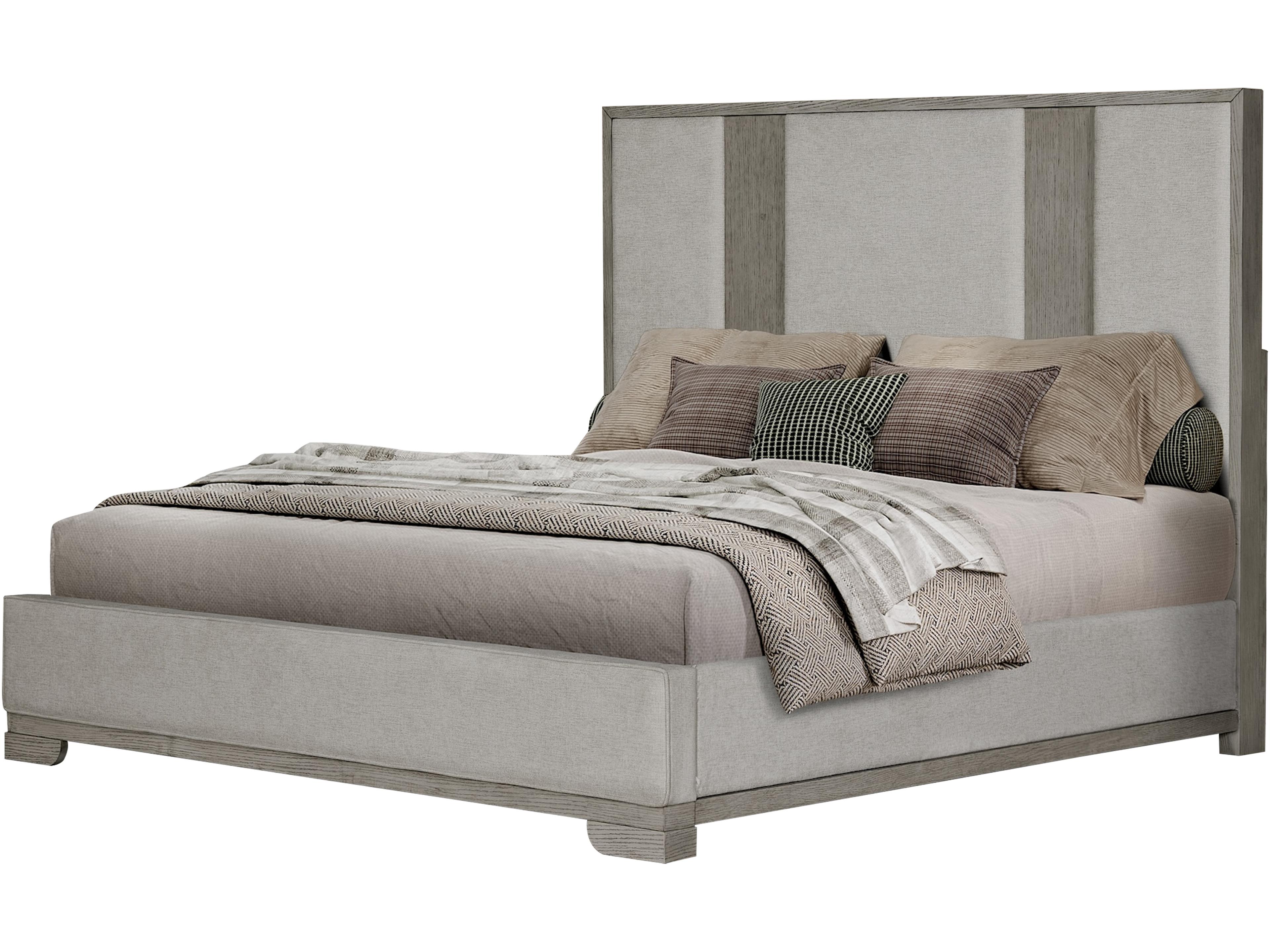 White Light Taupe Gray Rubberwood Wood King Panel Bed