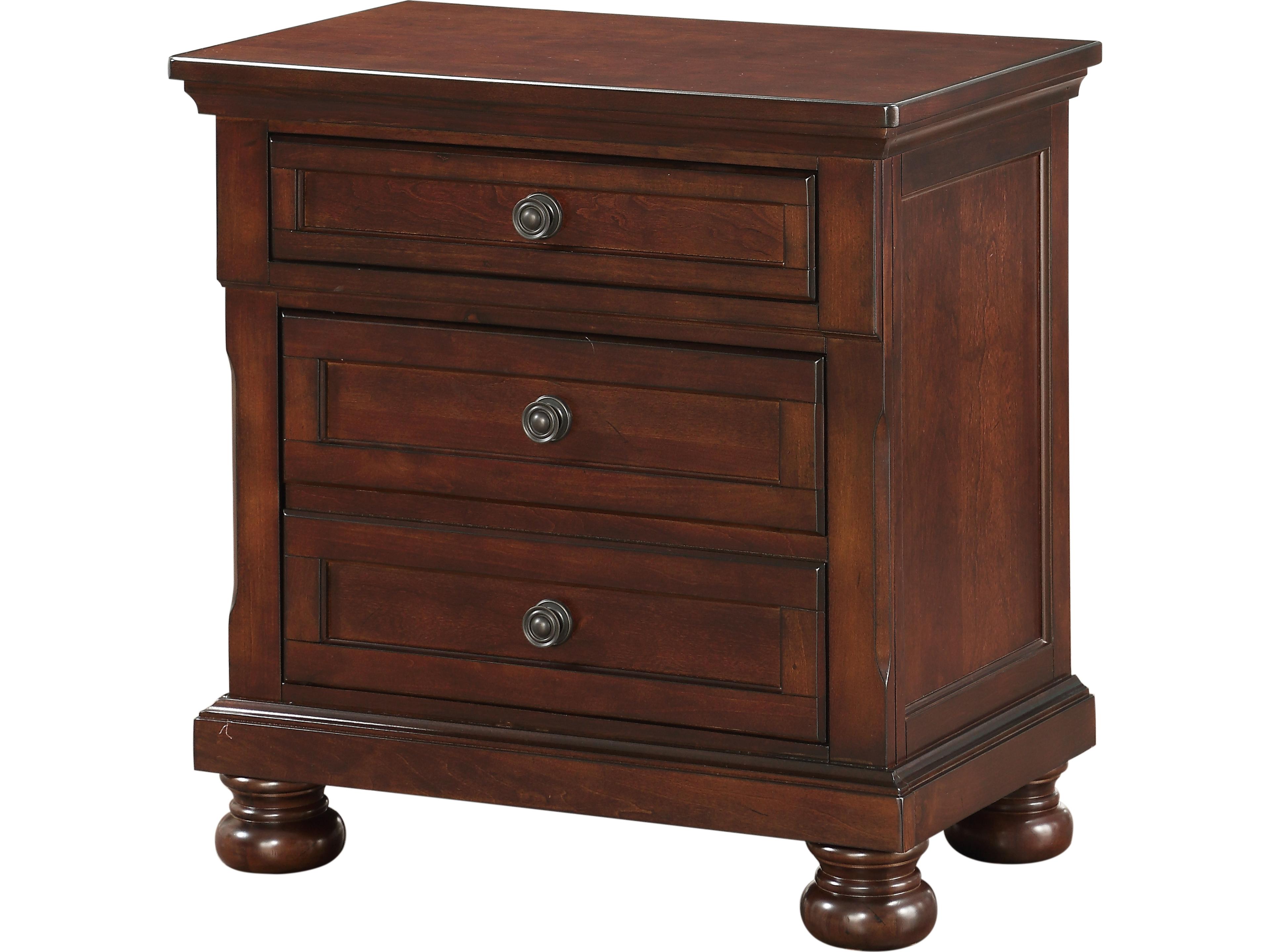 3-Drawers Pine Wood Nightstand