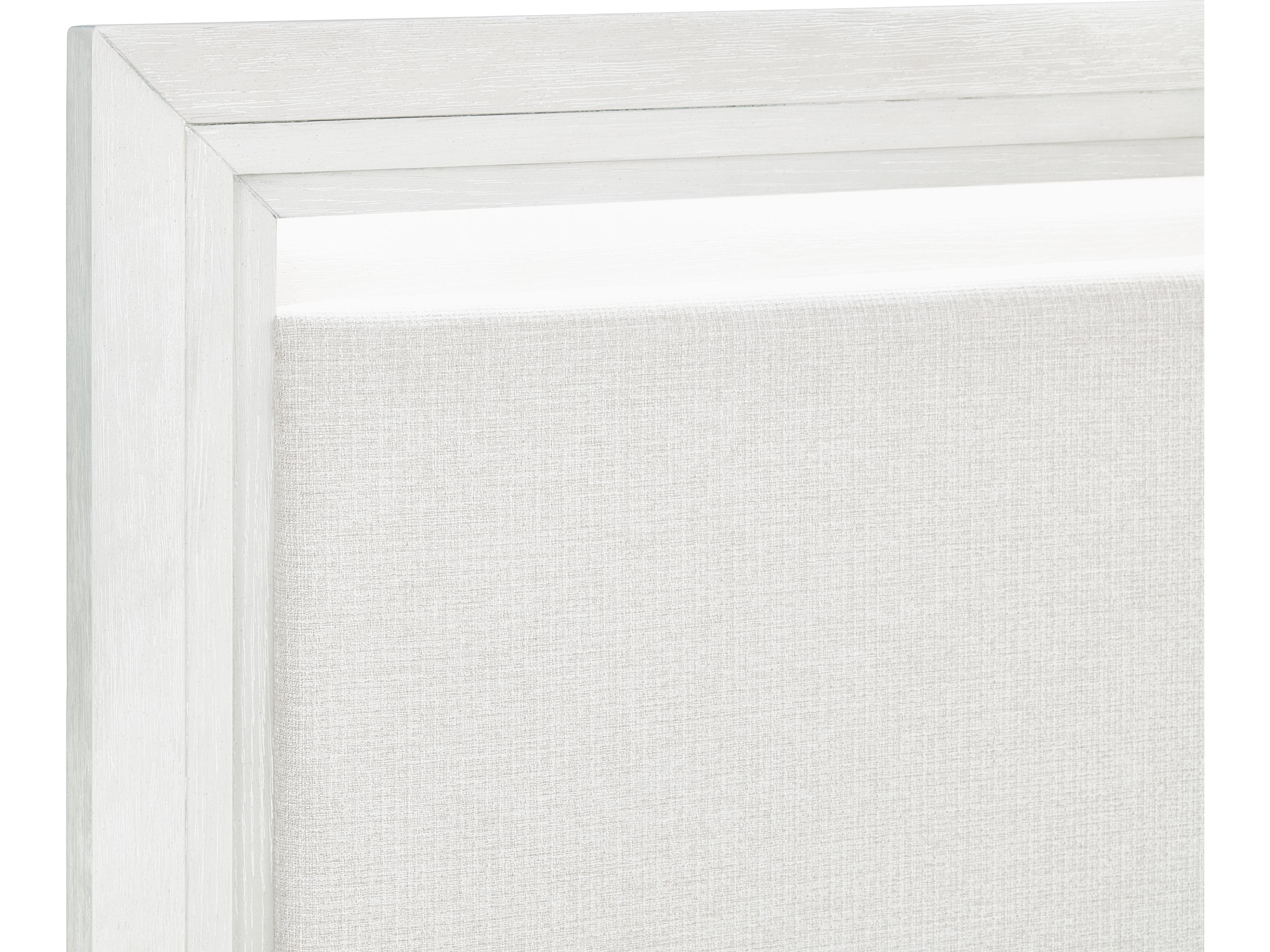 Avalon Furniture Brushed White Oak Wood Upholstered King Panel Bed