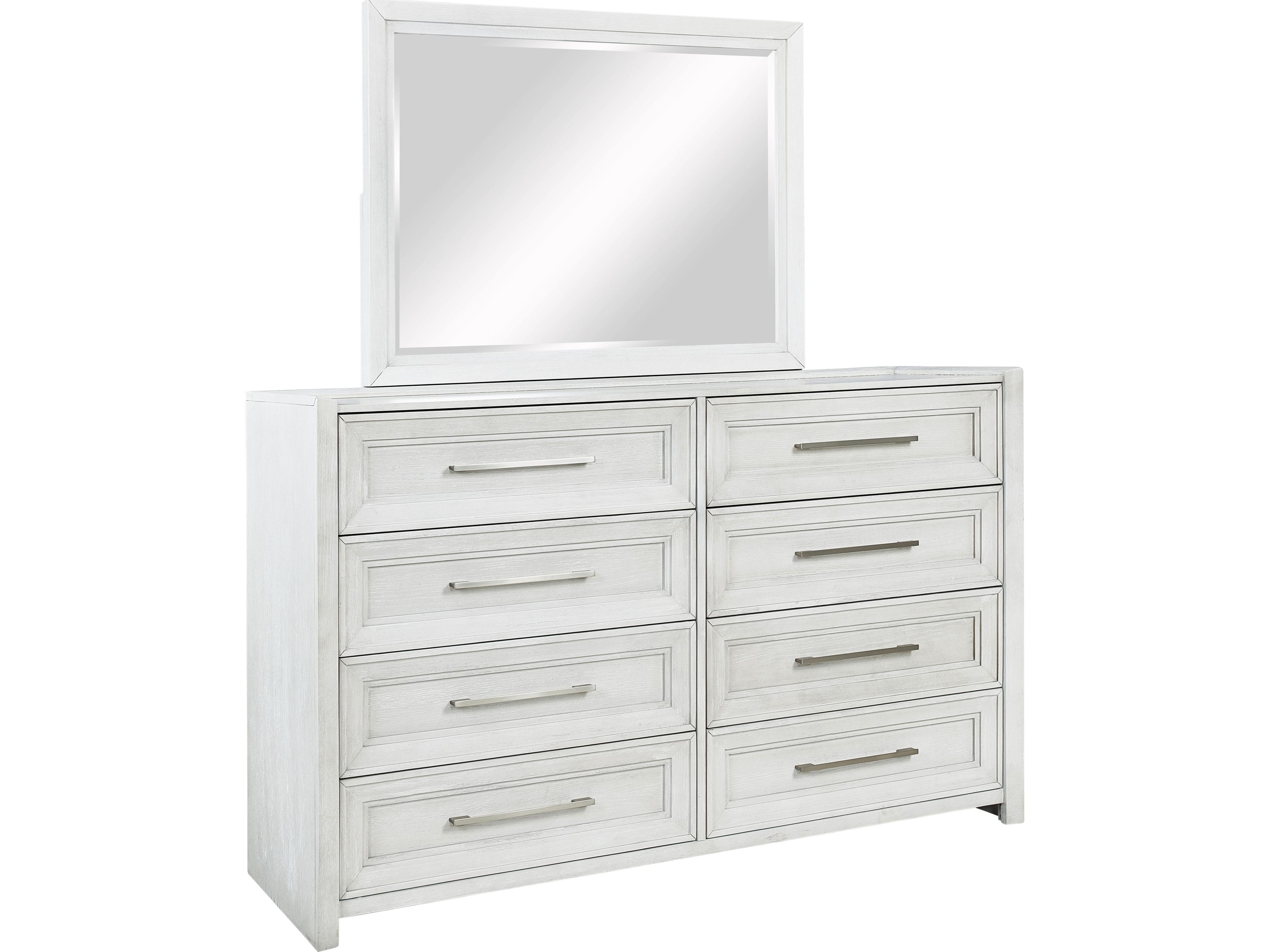 Rubberwood Double Dresser and Mirror Set