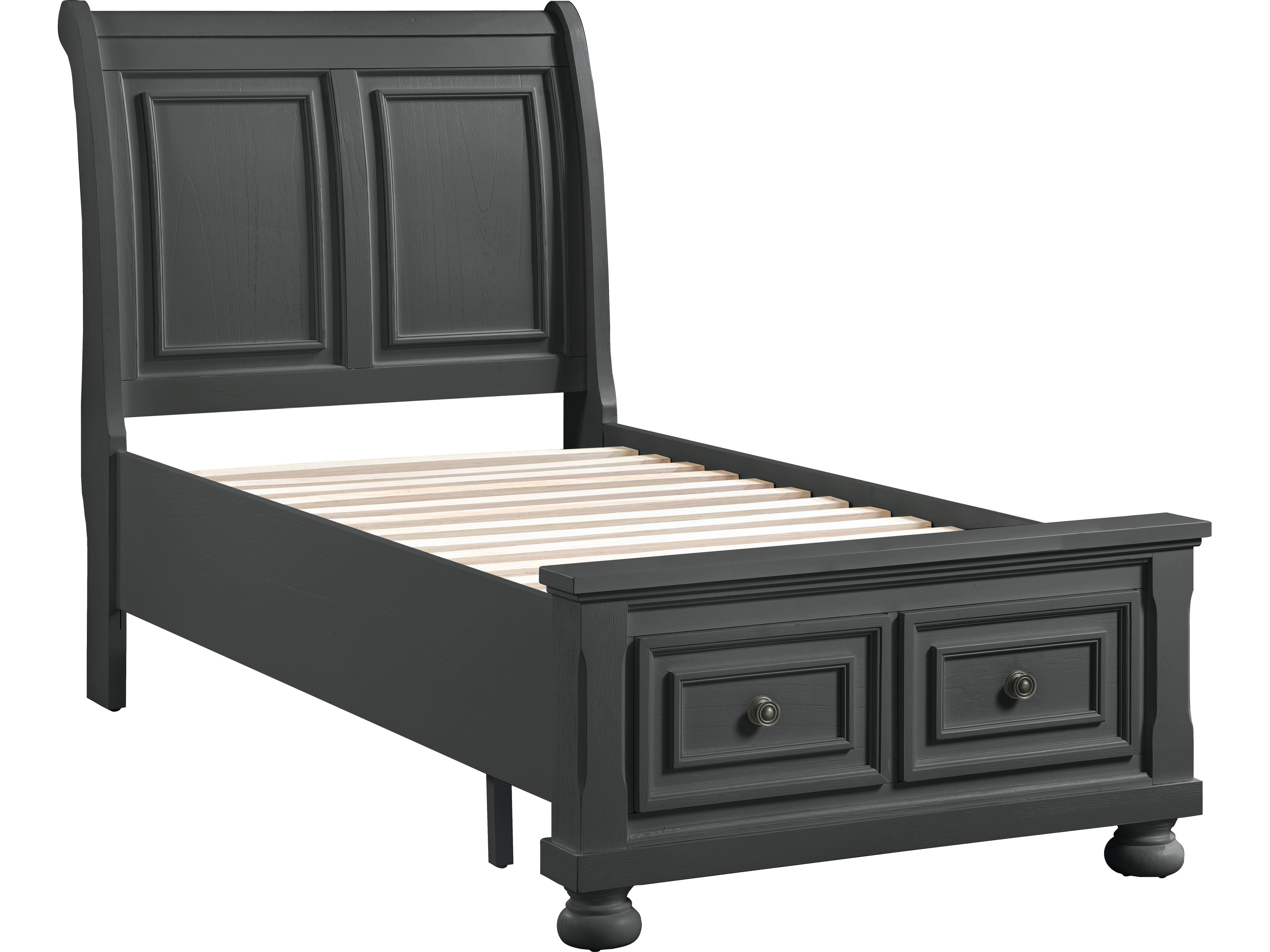 Gray Pine Wood Twin Sleigh Bed