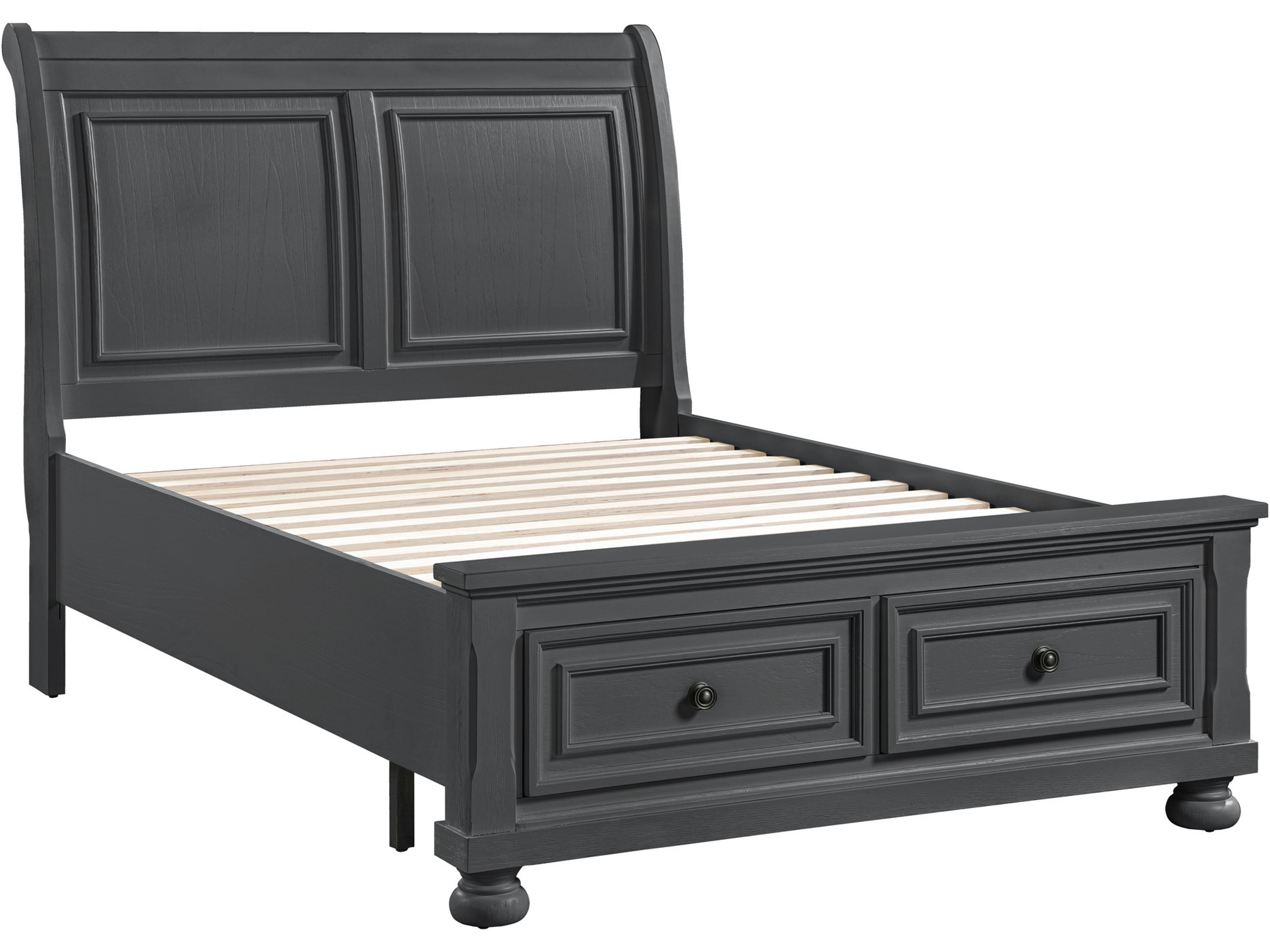 Gray Pine Wood Full Sleigh Bed