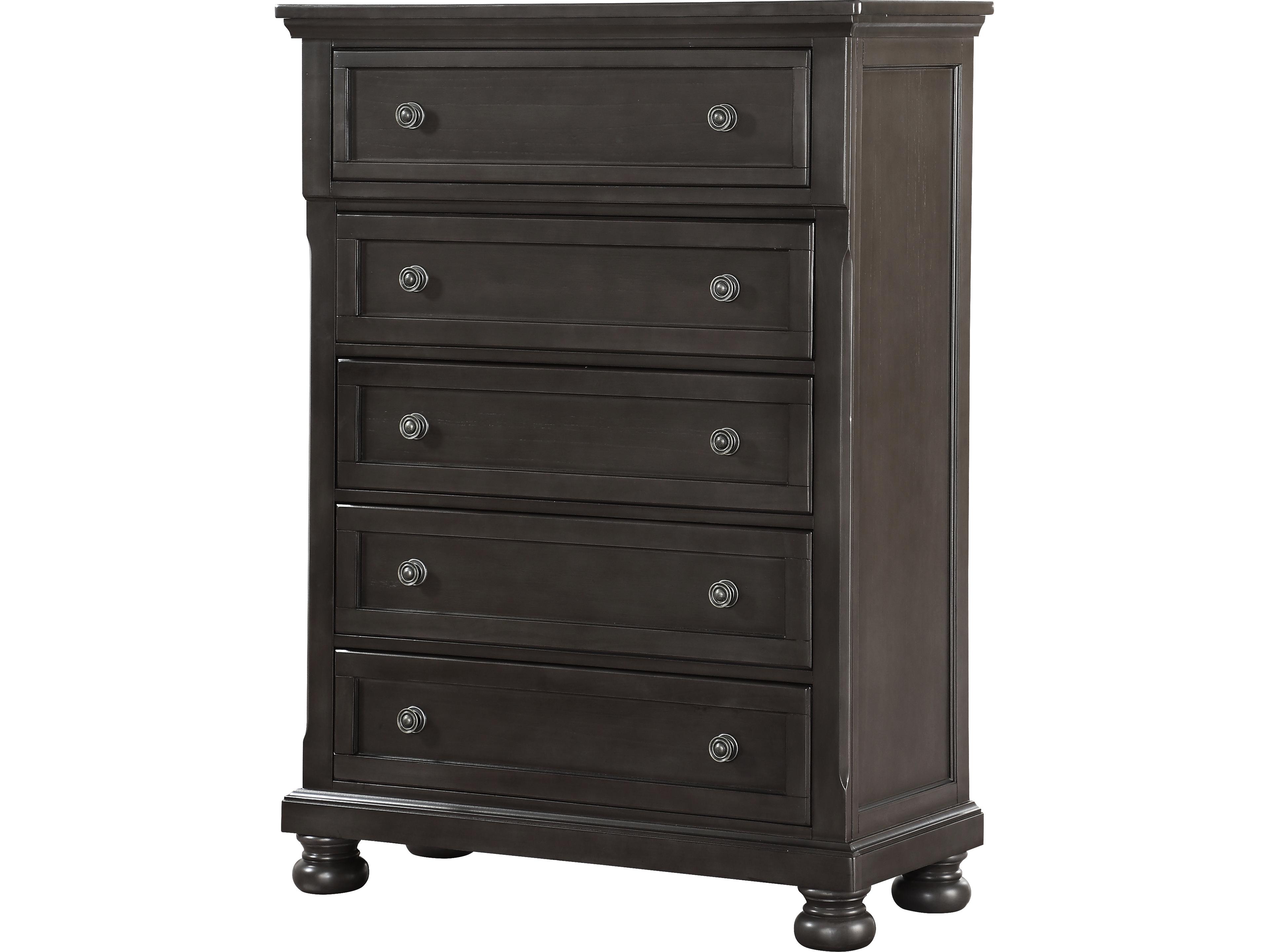 Stella Chest in Gray Wood with Framed Drawers