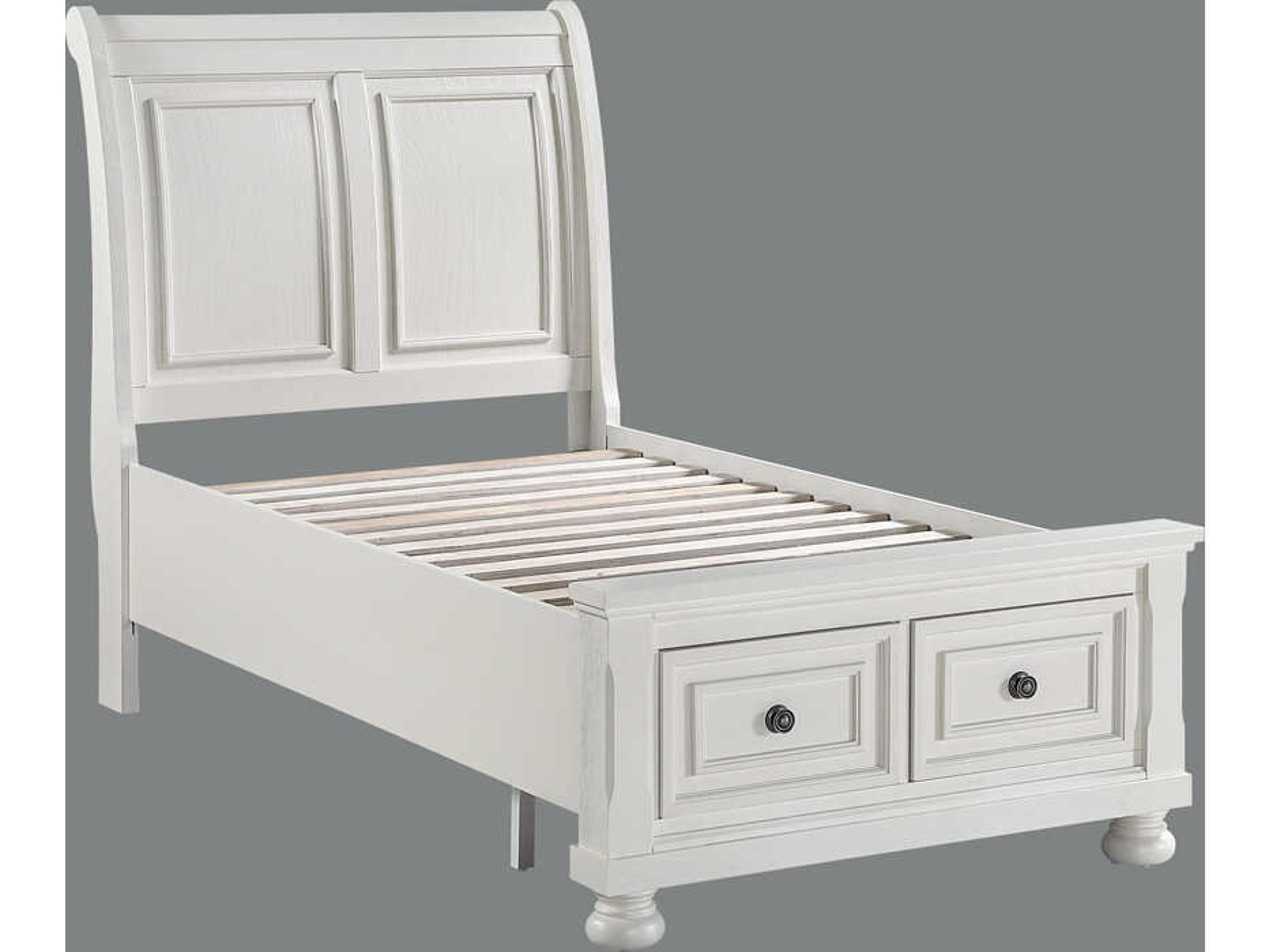 Oyster White Pine Wood Twin Sleigh Bed