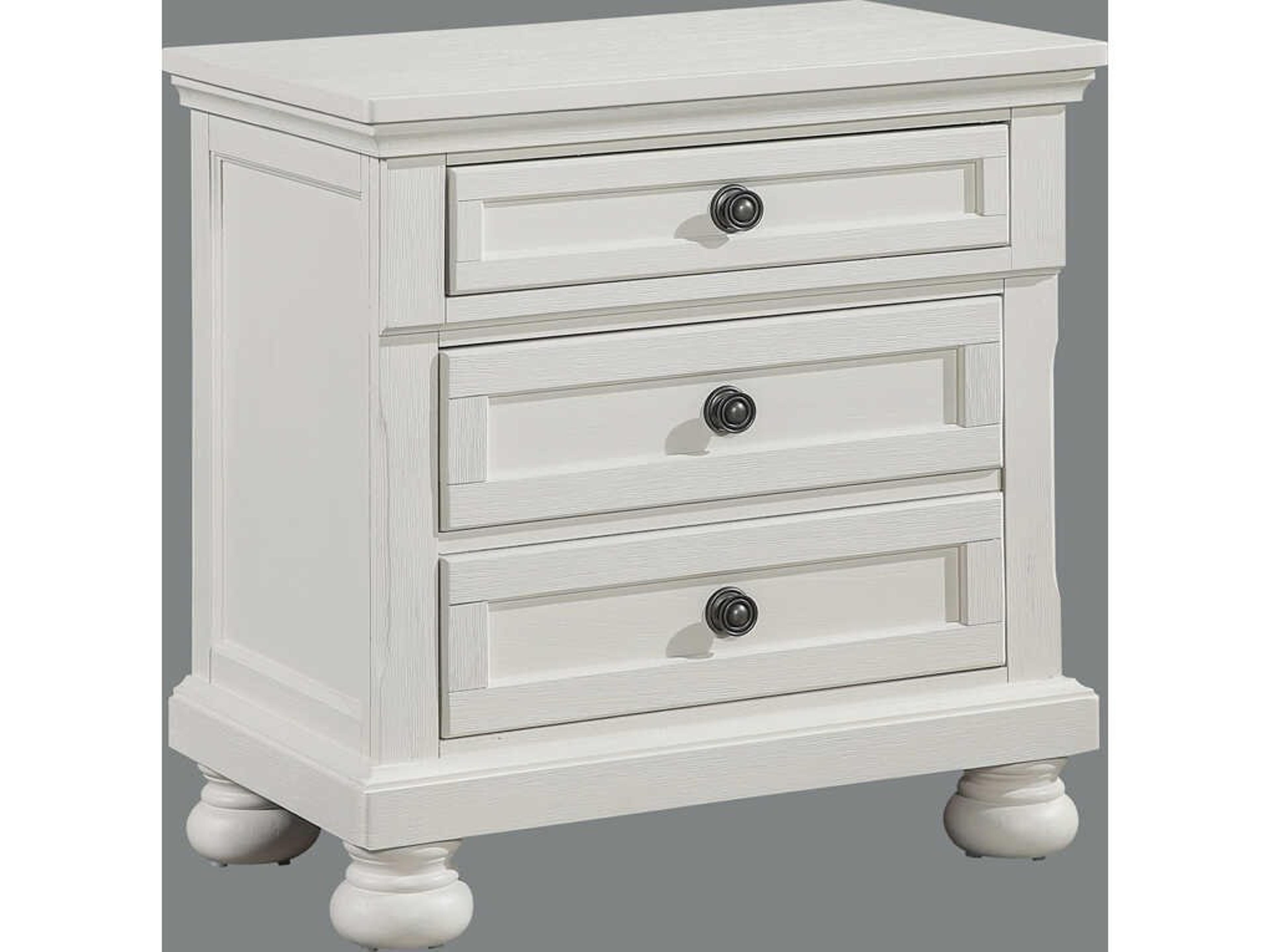 3-Drawers Pine Wood Nightstand