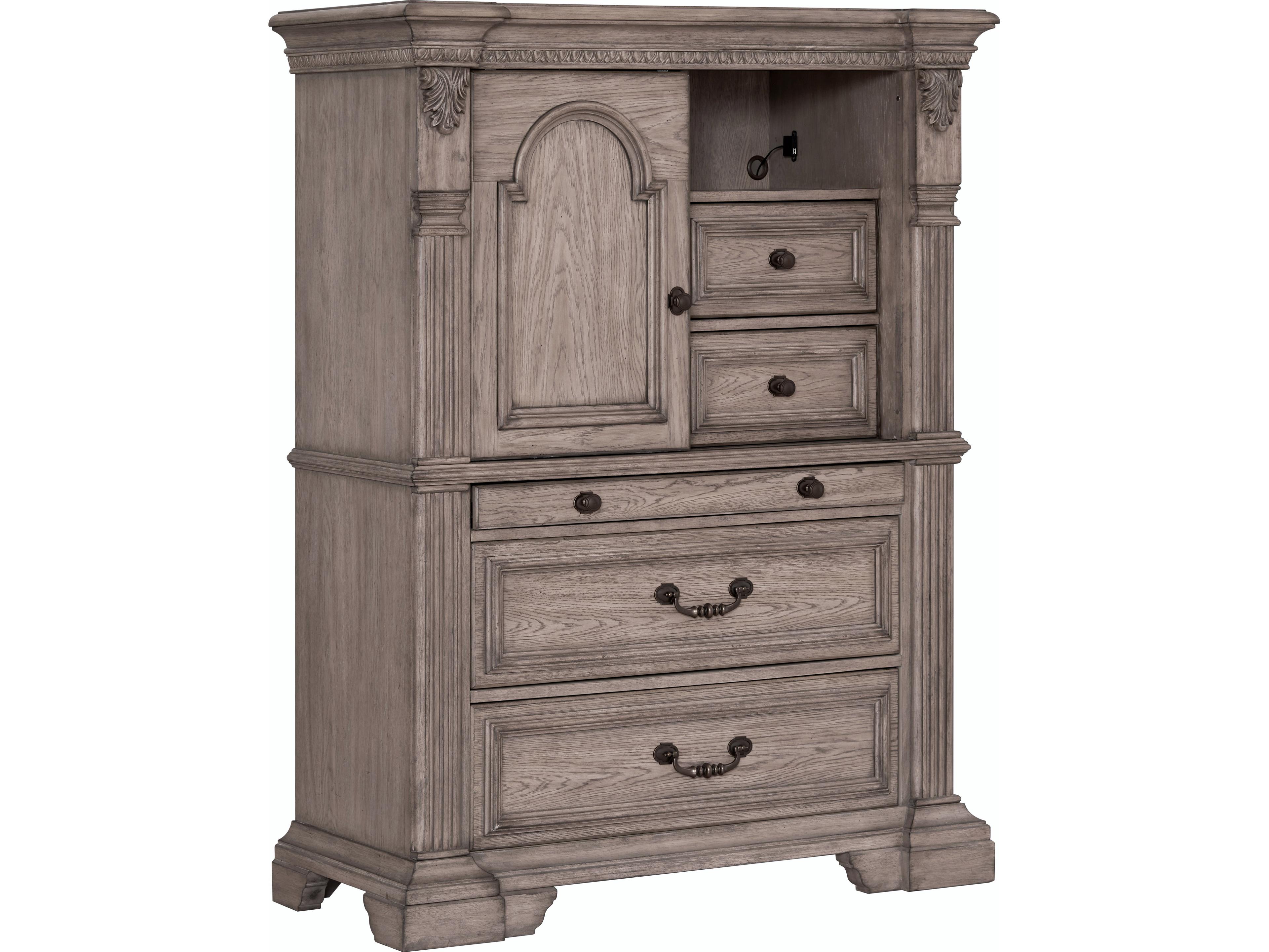 Light Taupe Brown Oak Wood Accent Chest