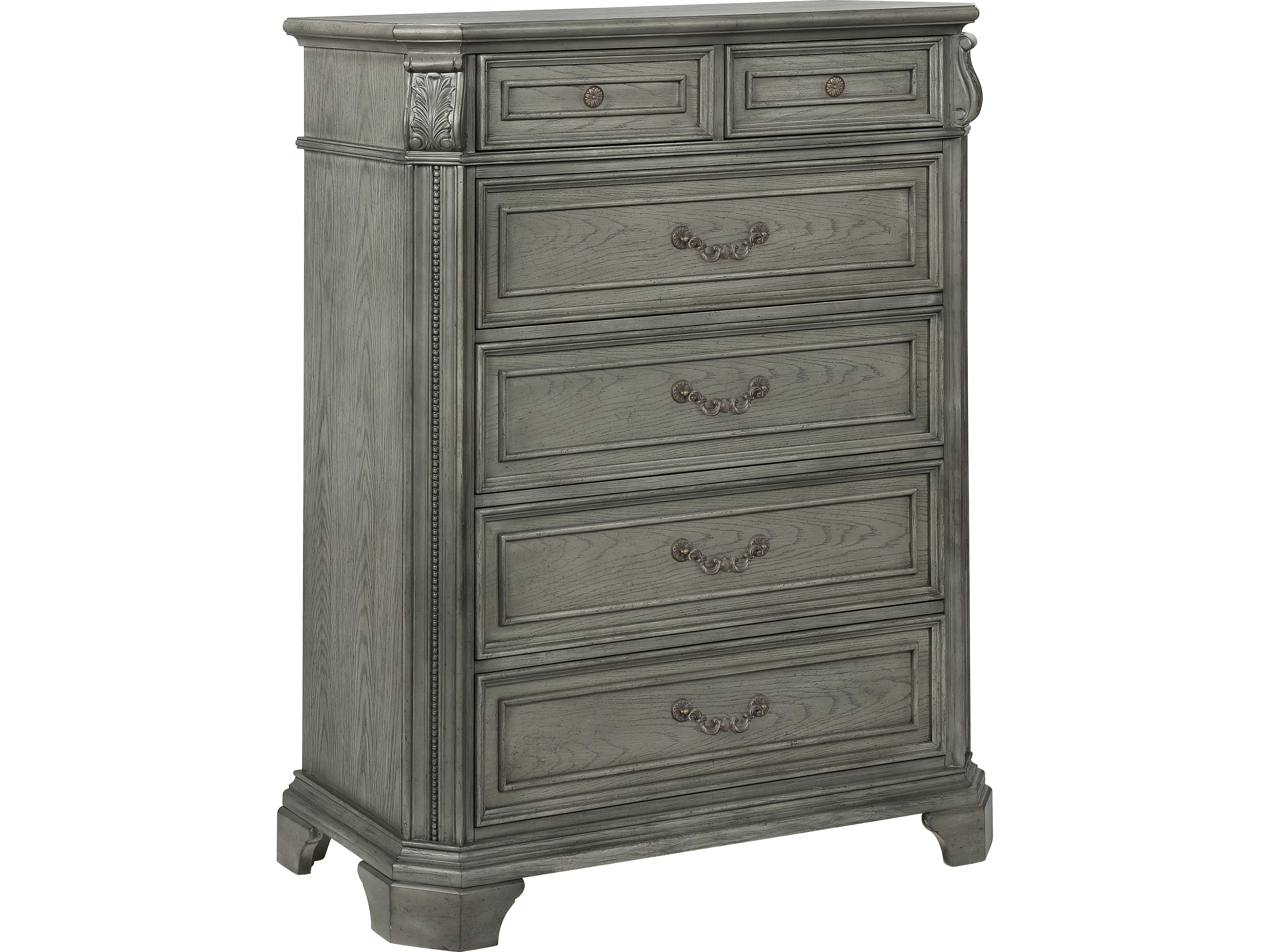 Wire Brushed Gray Oak Wood Accent Chest