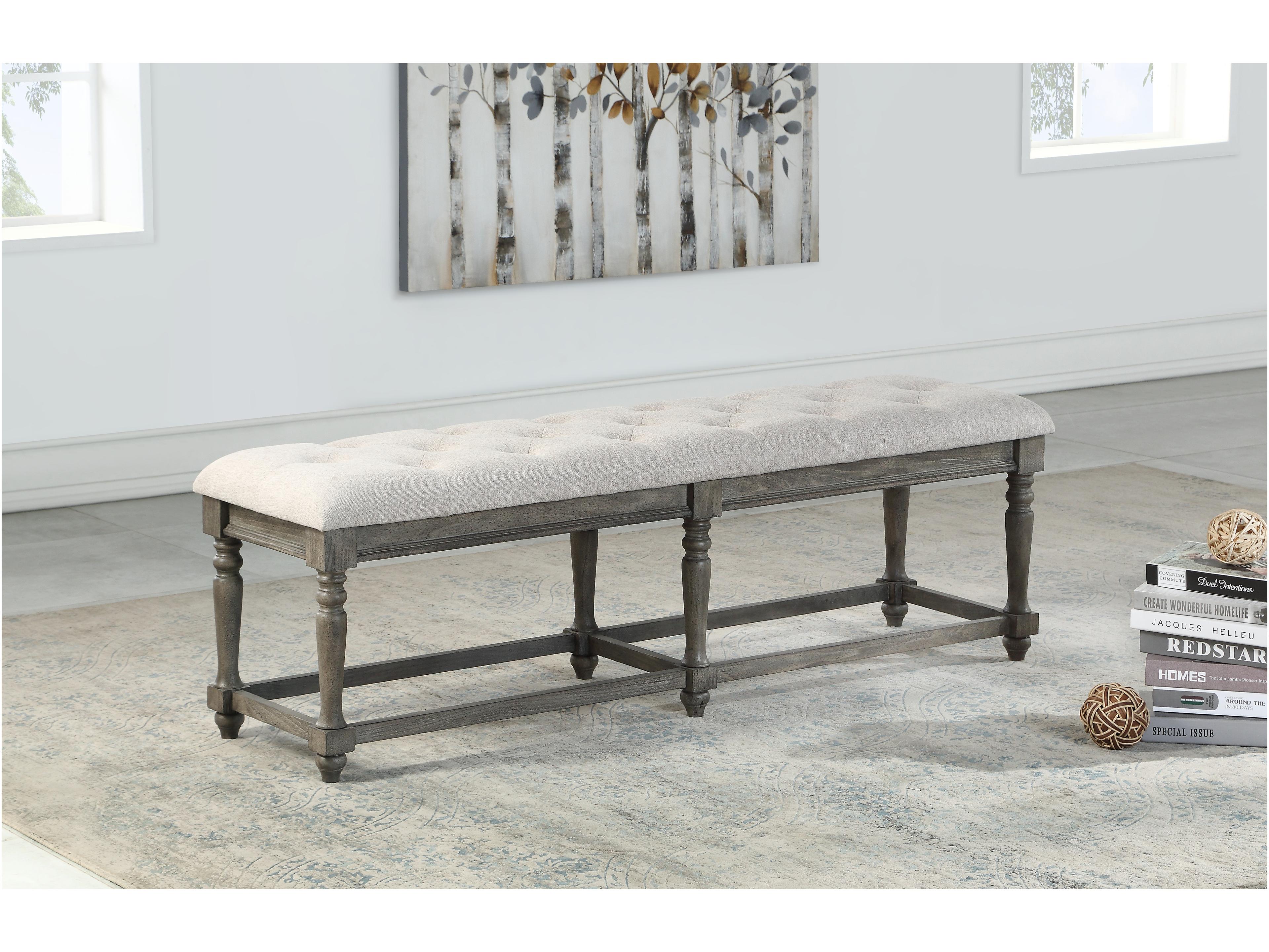 Avalon Furniture Sandblasted Gray Upholstered Accent Bench