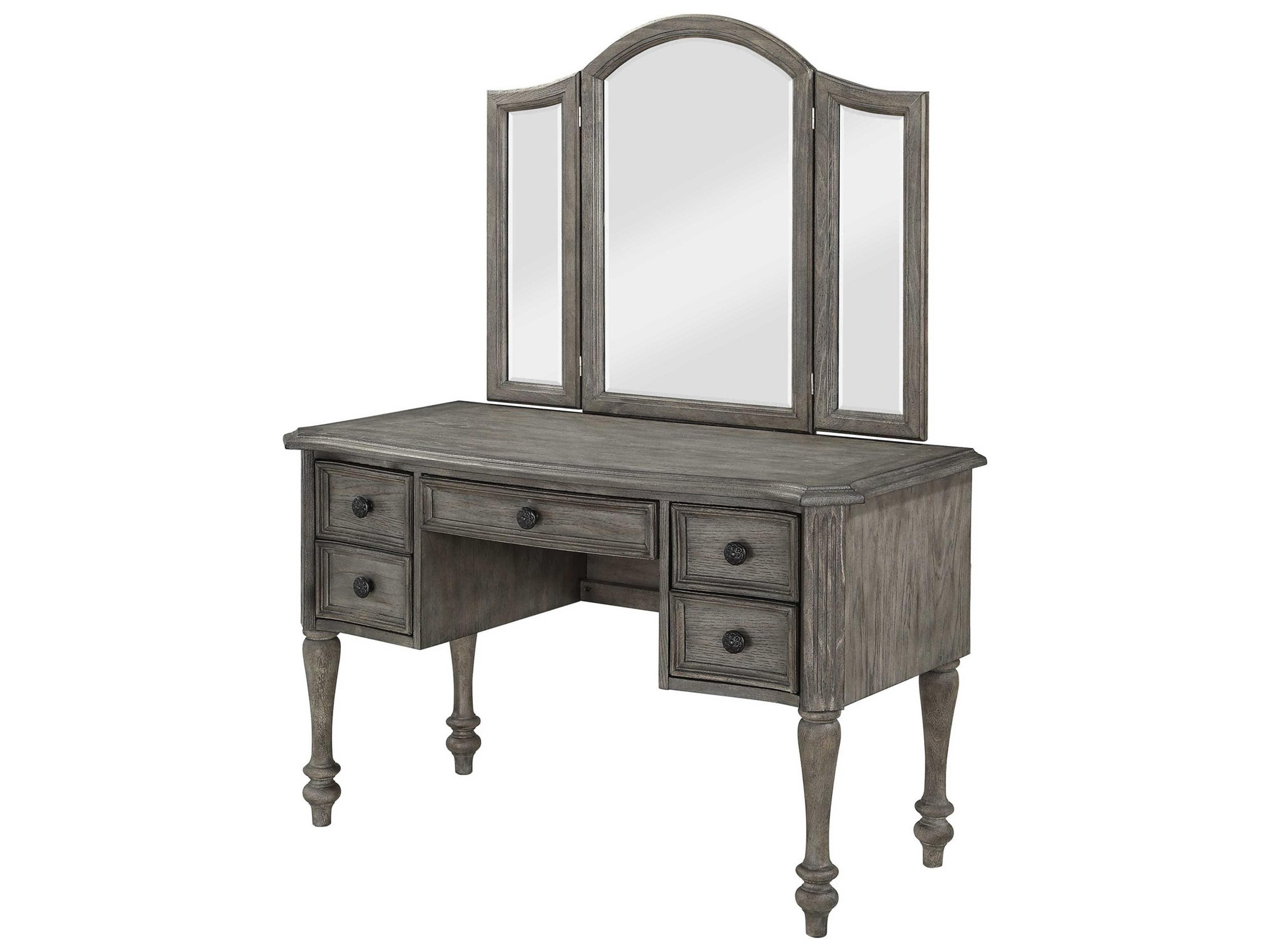 Avalon Furniture Rubberwood Vanity Table and Mirror Set