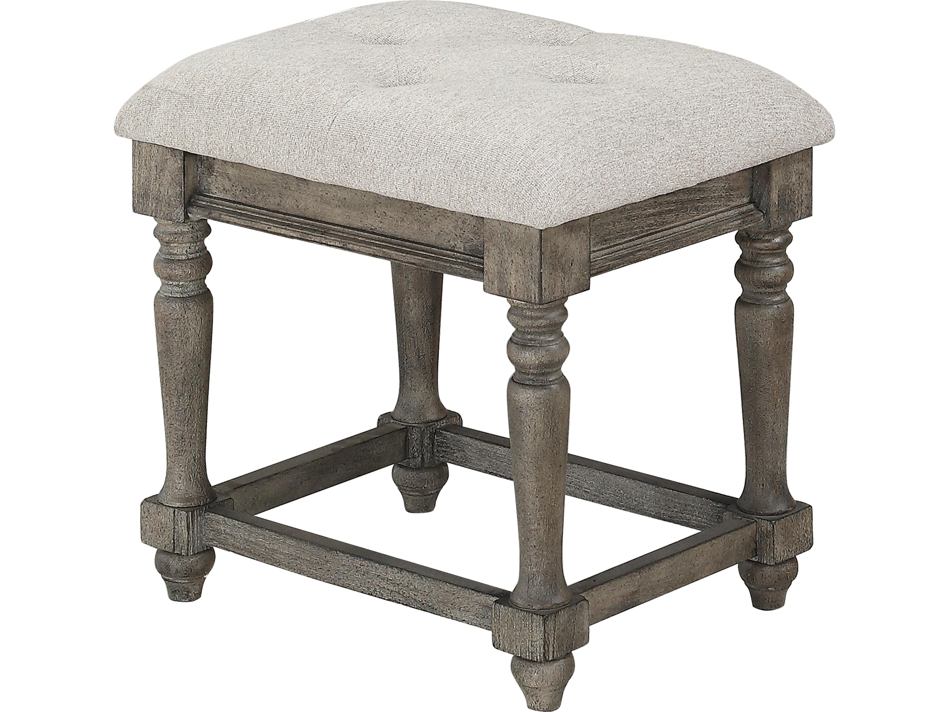 Grey Upholstered Accent Stool