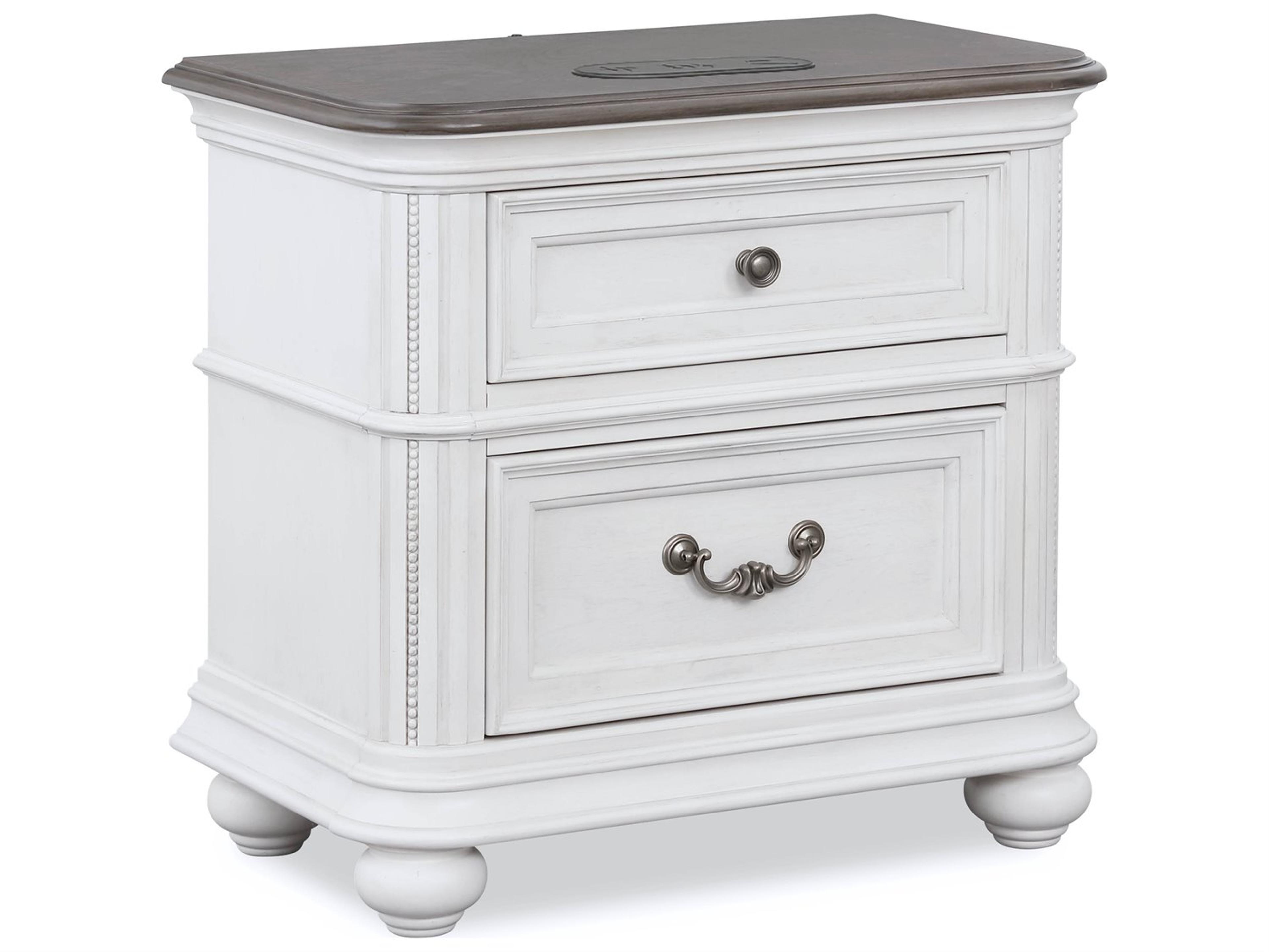 2-Drawers White Plywood Nightstand