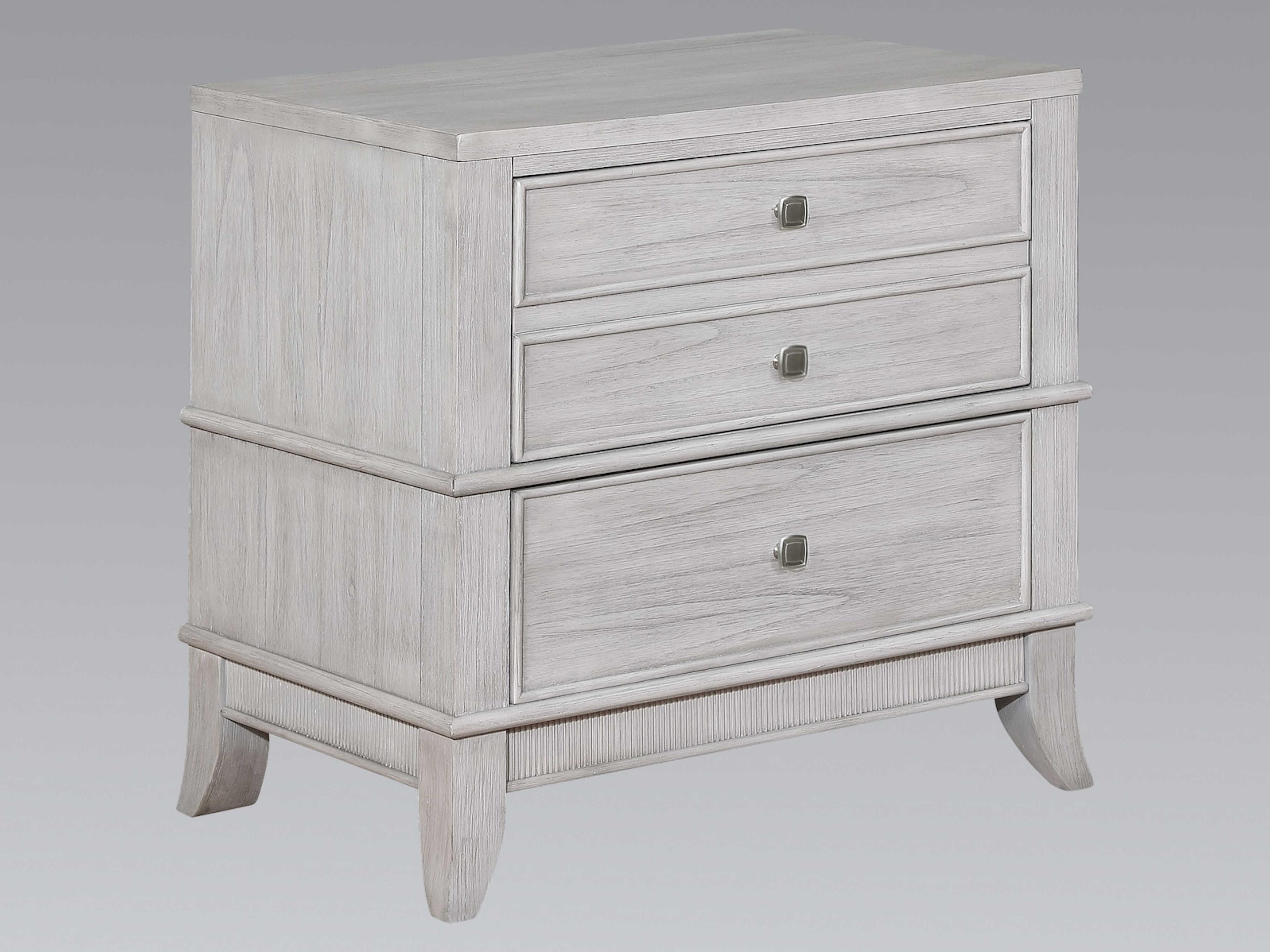 3-Drawers Gray Poplar Wood Nightstand