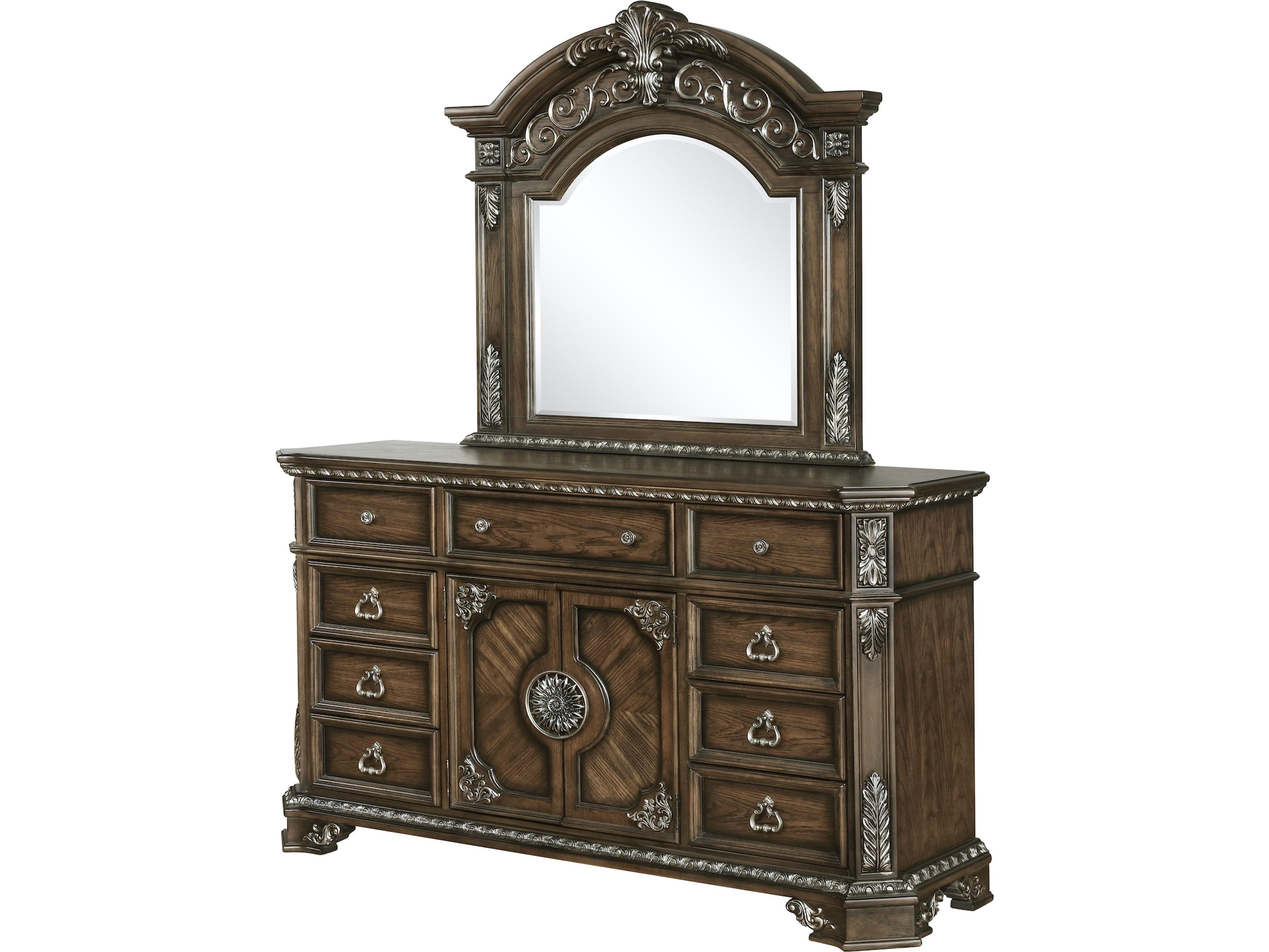 Avalon Furniture Brown Oak Wood Dresser